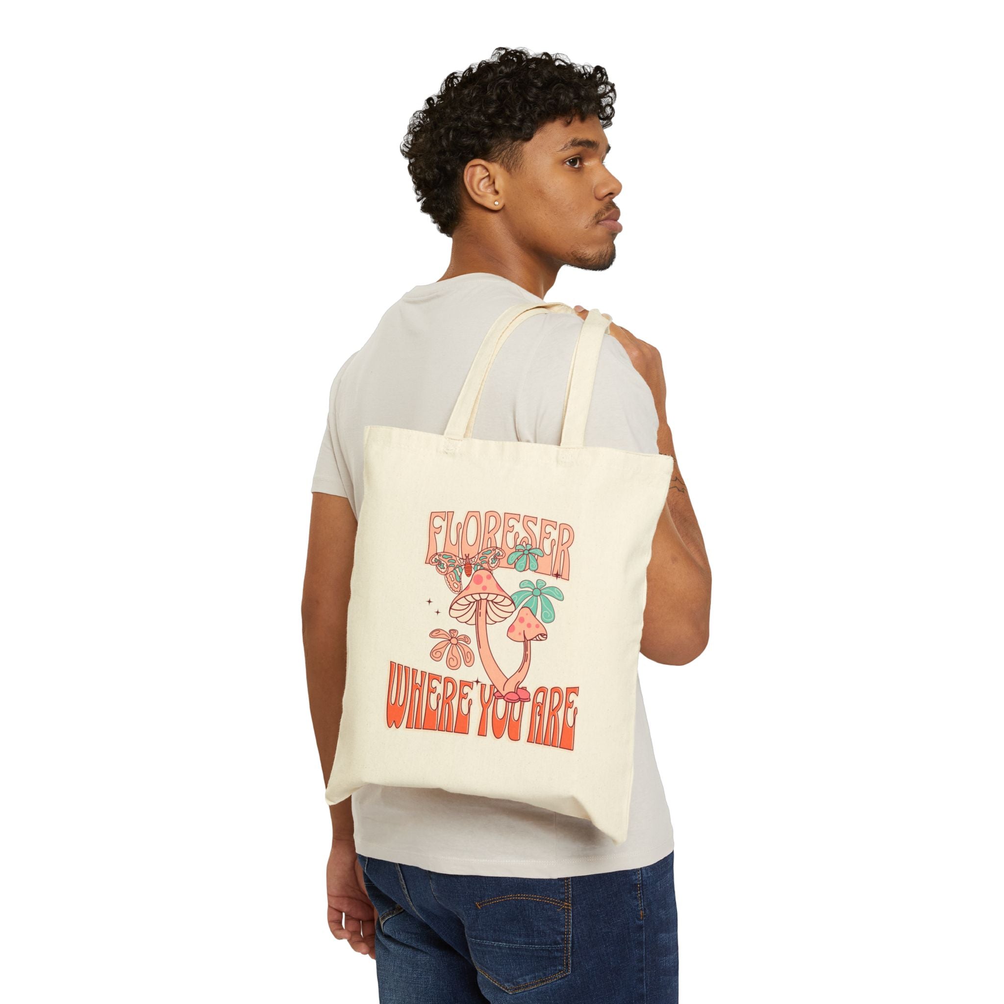 Tote Bag — “Floreser Where You Are” Retro Floral Canvas Tote