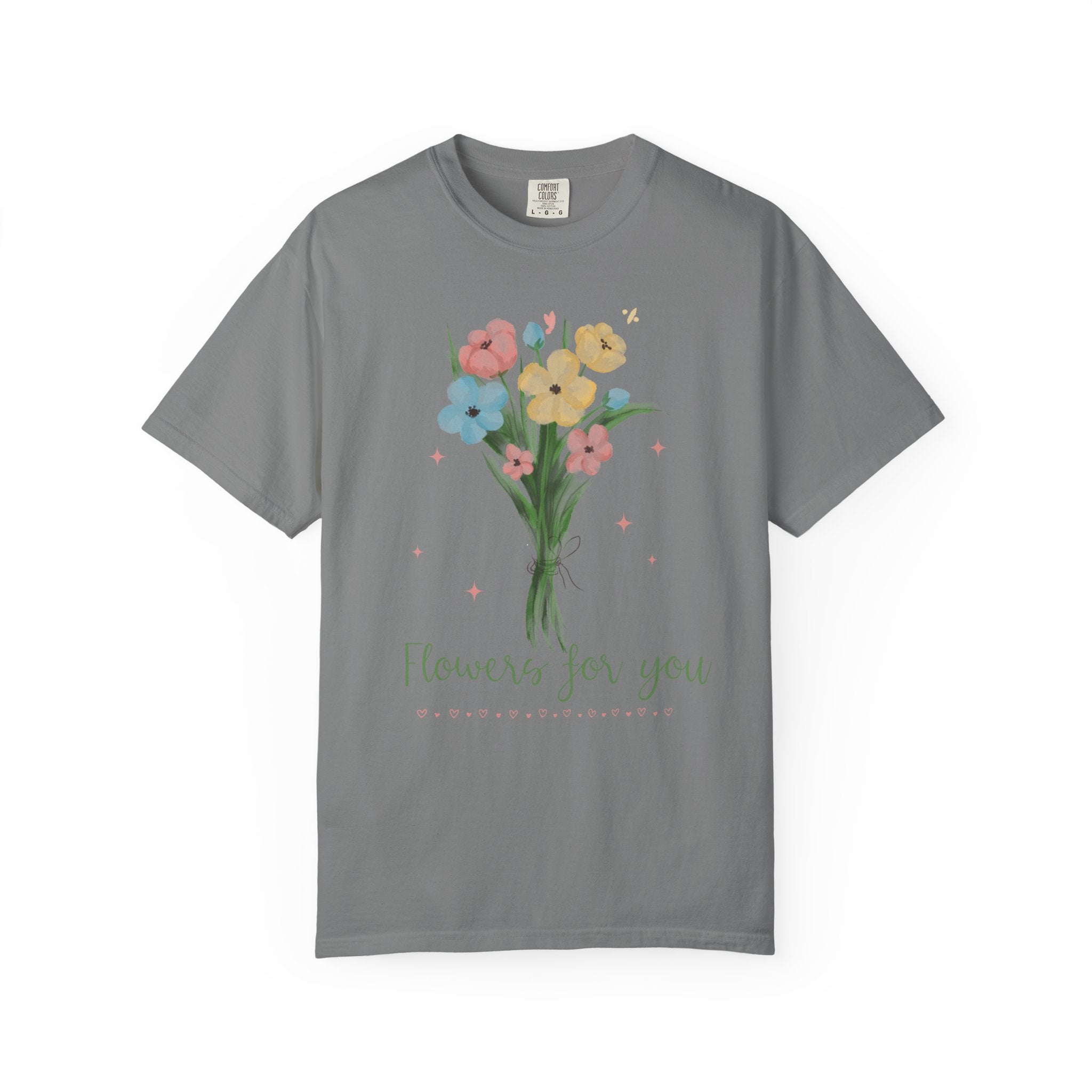 Flower Bouquet Unisex Garment-Dyed T-shirt, Spring Gift, Casual Wear, Floral Tee, Mother's Day Top, Gardening Shirt