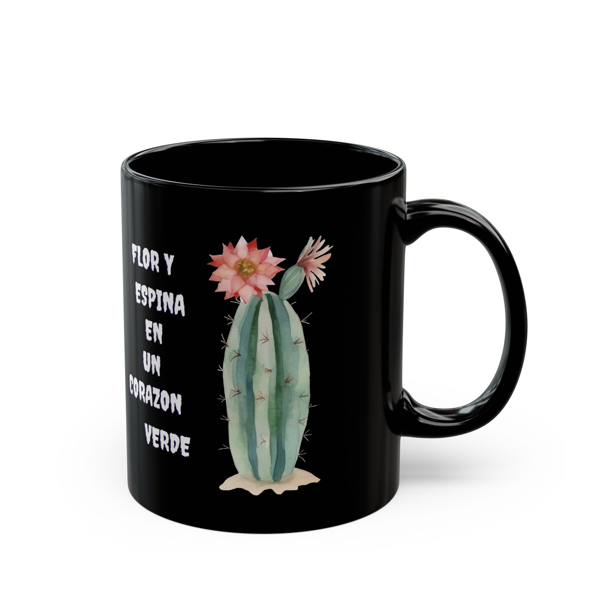 Cactus Love Black Mug - Perfect Gift for Plant Lovers, Home Decor, Coffee Lovers, Minimalist Style, Fun Quotes