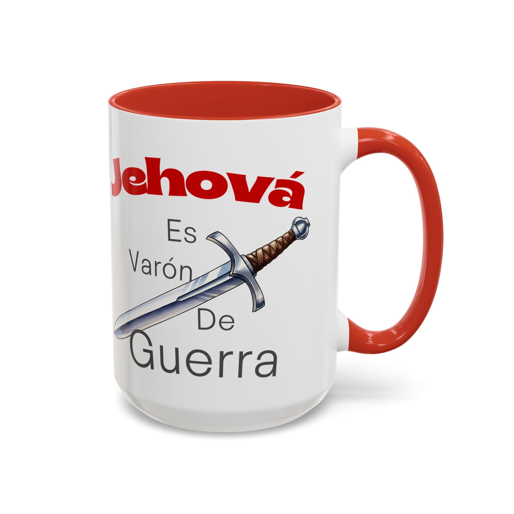 Jehovah Es Varón de Guerra Coffee Mug — Spanish Faith Sword Accent Mug (11/15oz)