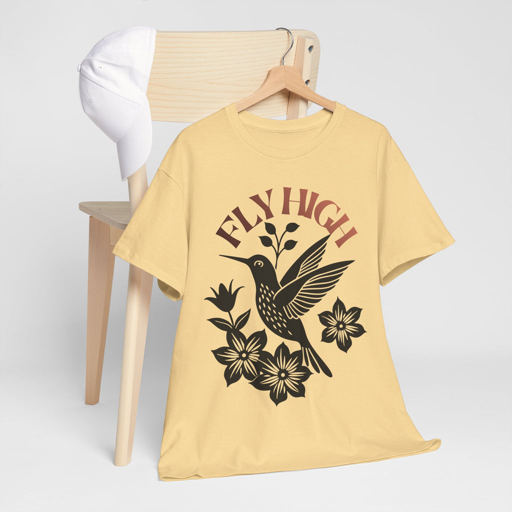 Fly High Hummingbird T-Shirt — Floral Retro Nature Tee