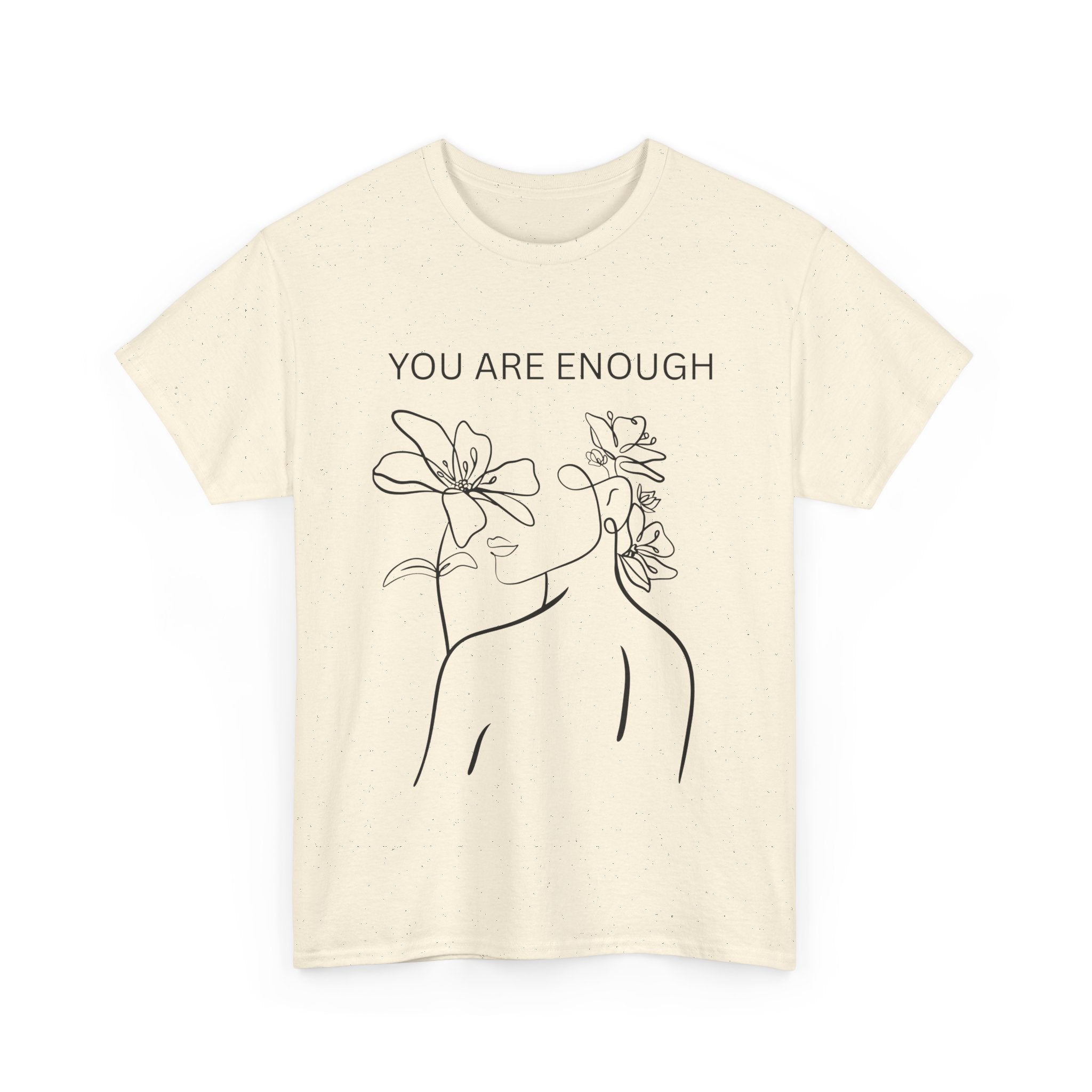 Inspirational Floral Tee, Unisex Heavy Cotton T-Shirt with 'You Are Enough' Design, Motivational Gift, Self-Love Apparel, Positive [...]