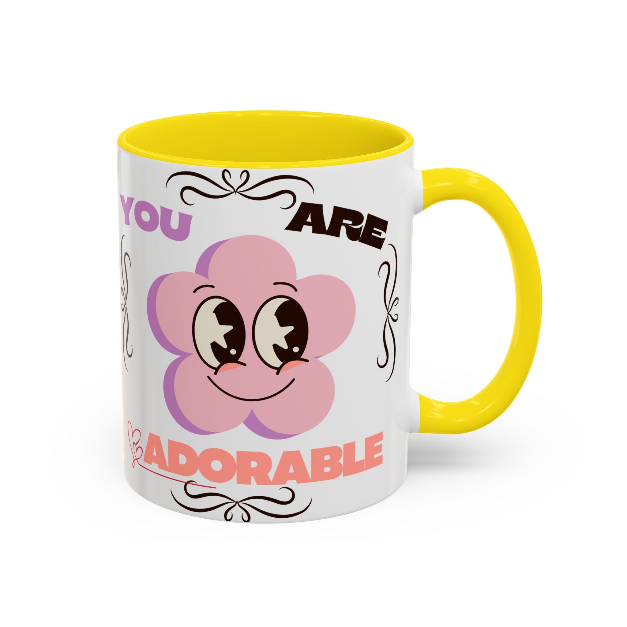 You Are Adorable Coffee Mug — Cute Pink Flower Accent Mug (11/15oz)