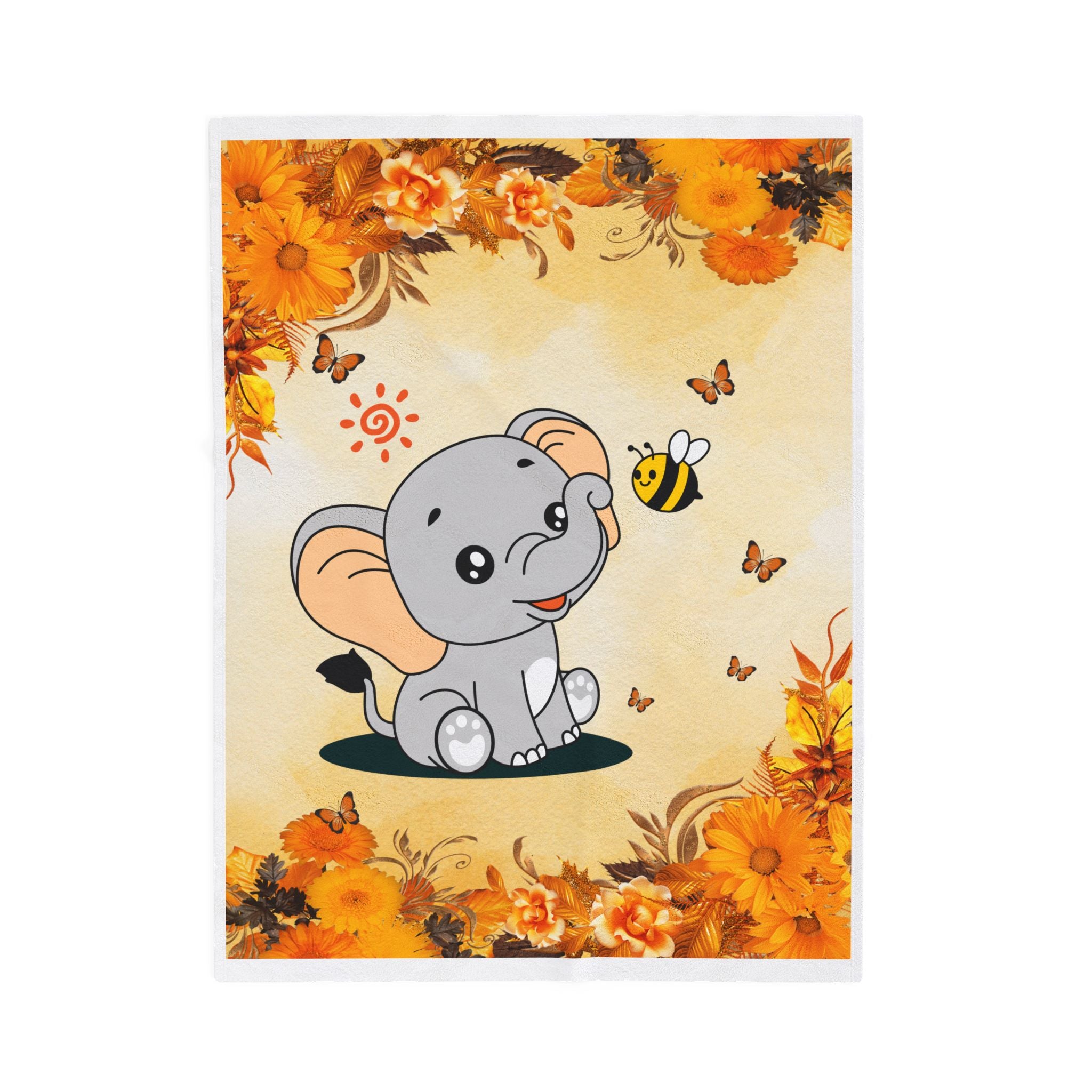 Soft Elephant-Themed Velveteen Plush Blanket, Cute Nursery Decor, Baby Shower Gift, Cozy Home Accessory, Kids' Room Decoration