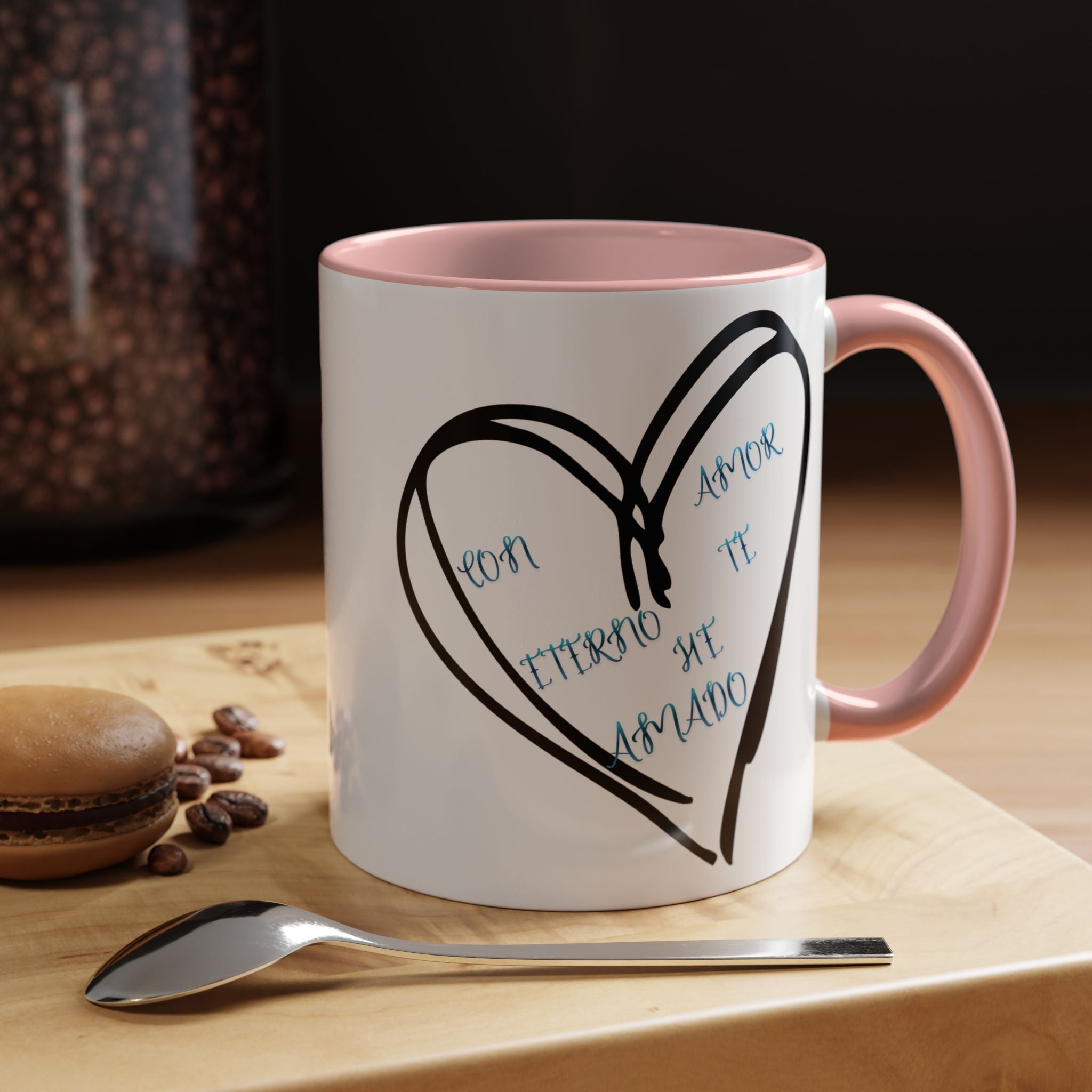 Coffee Mug - Hand-Drawn Heart with Spanish 'Por Amor Te He Amado' Accent