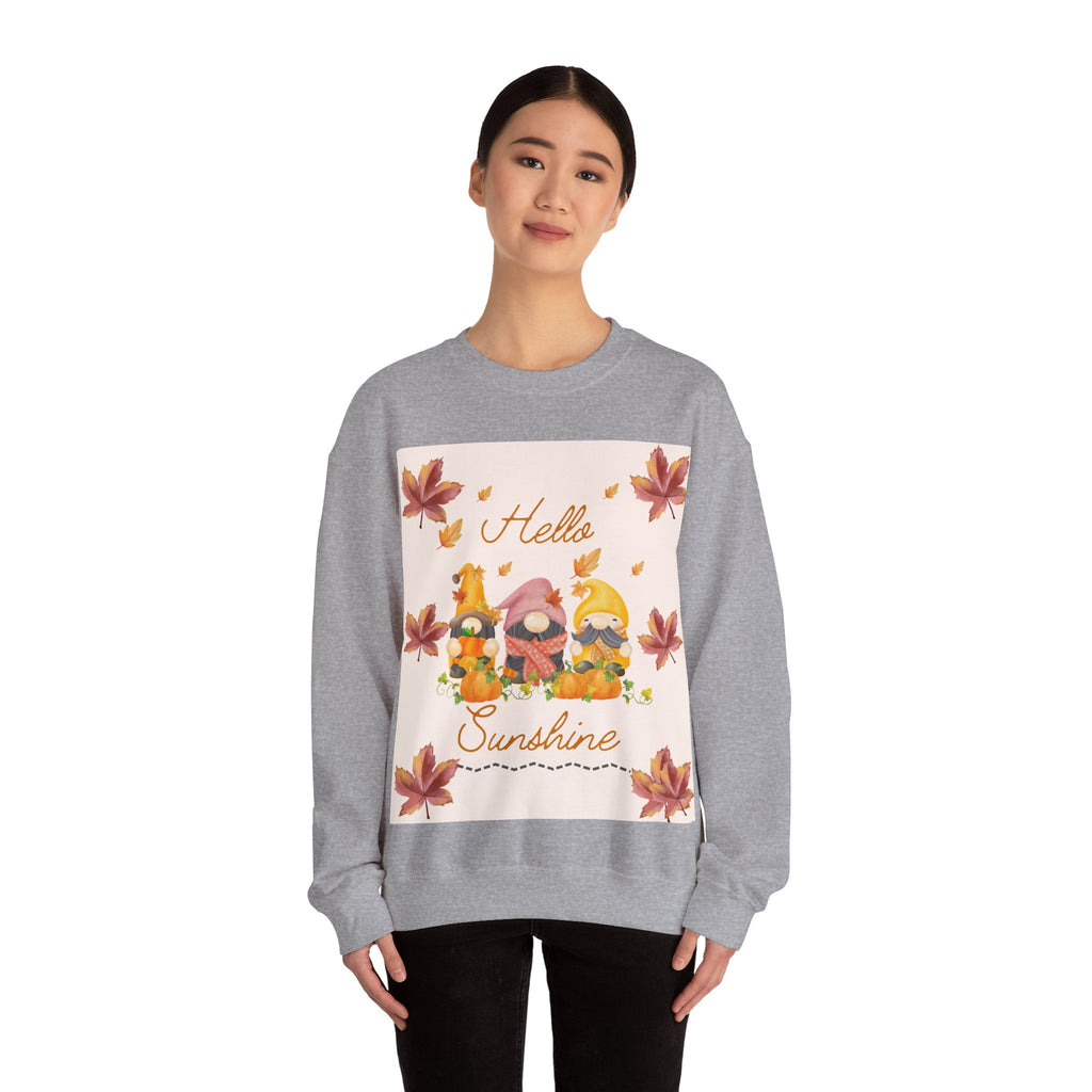 Hello Sunshine Fall Crewneck Sweatshirt, Cozy Autumn Apparel, Unisex Sweatshirt, Perfect for Thanksgiving, Gift for Nature Lovers