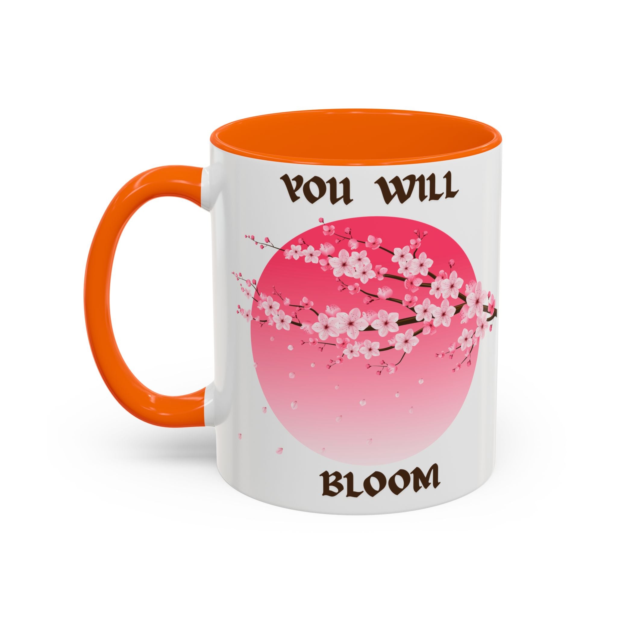 You Will Bloom Accent Coffee Mug — Cherry Blossom Inspirational 11/15oz