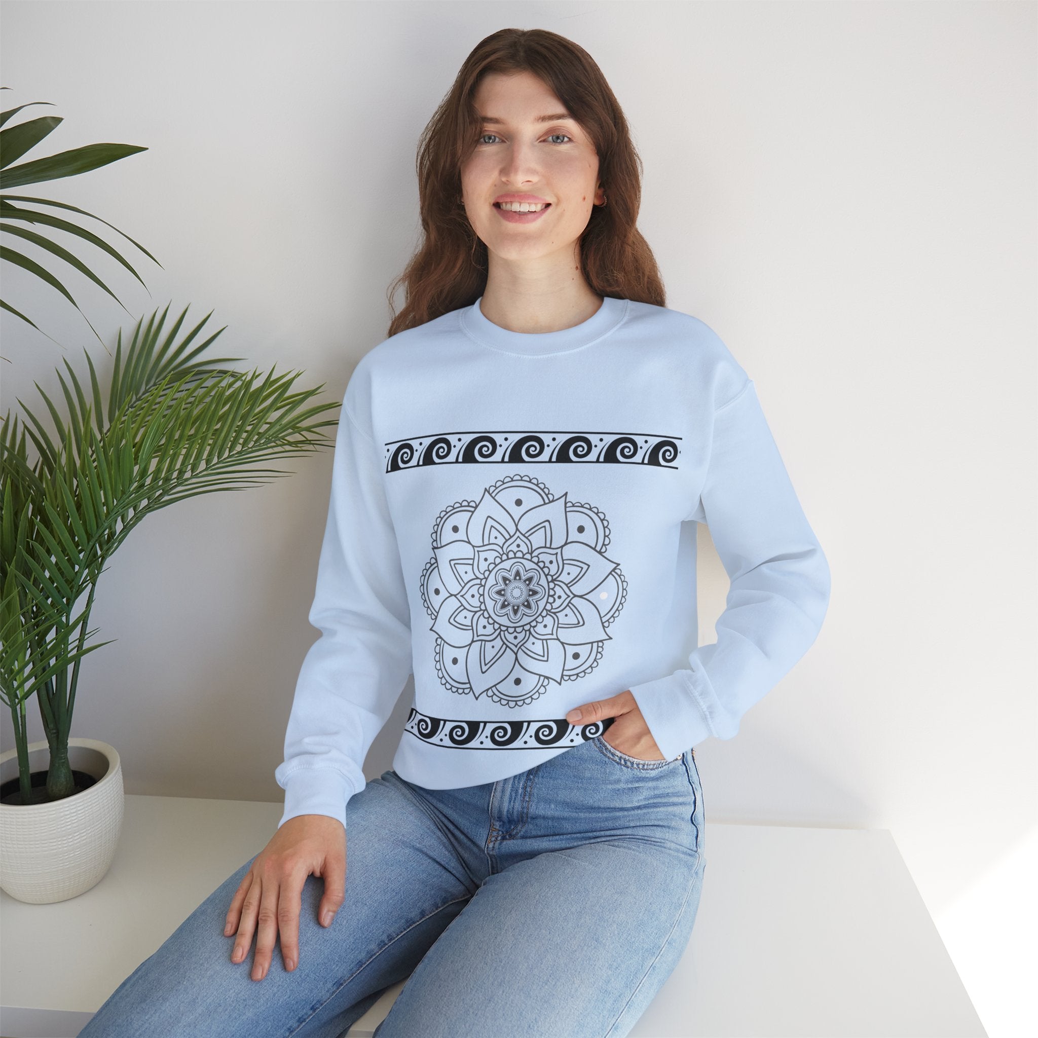 Mandala Design Crewneck Sweatshirt | Cozy Unisex Sweatshirt for Relaxation, Gift for Friends, Everyday Wear, Festival Apparel