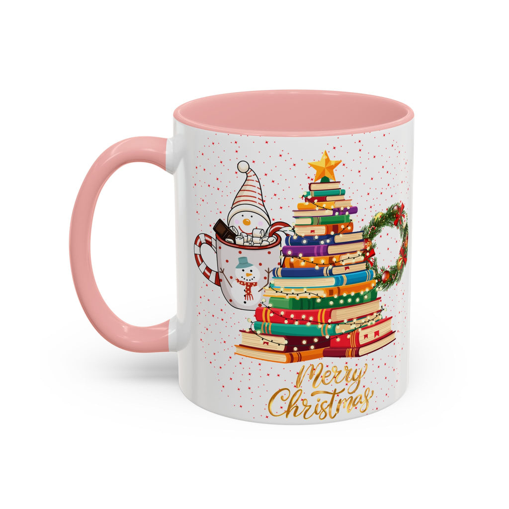 Christmas Book Tree Coffee Mug — Merry Christmas Accent Mug (11/15oz)