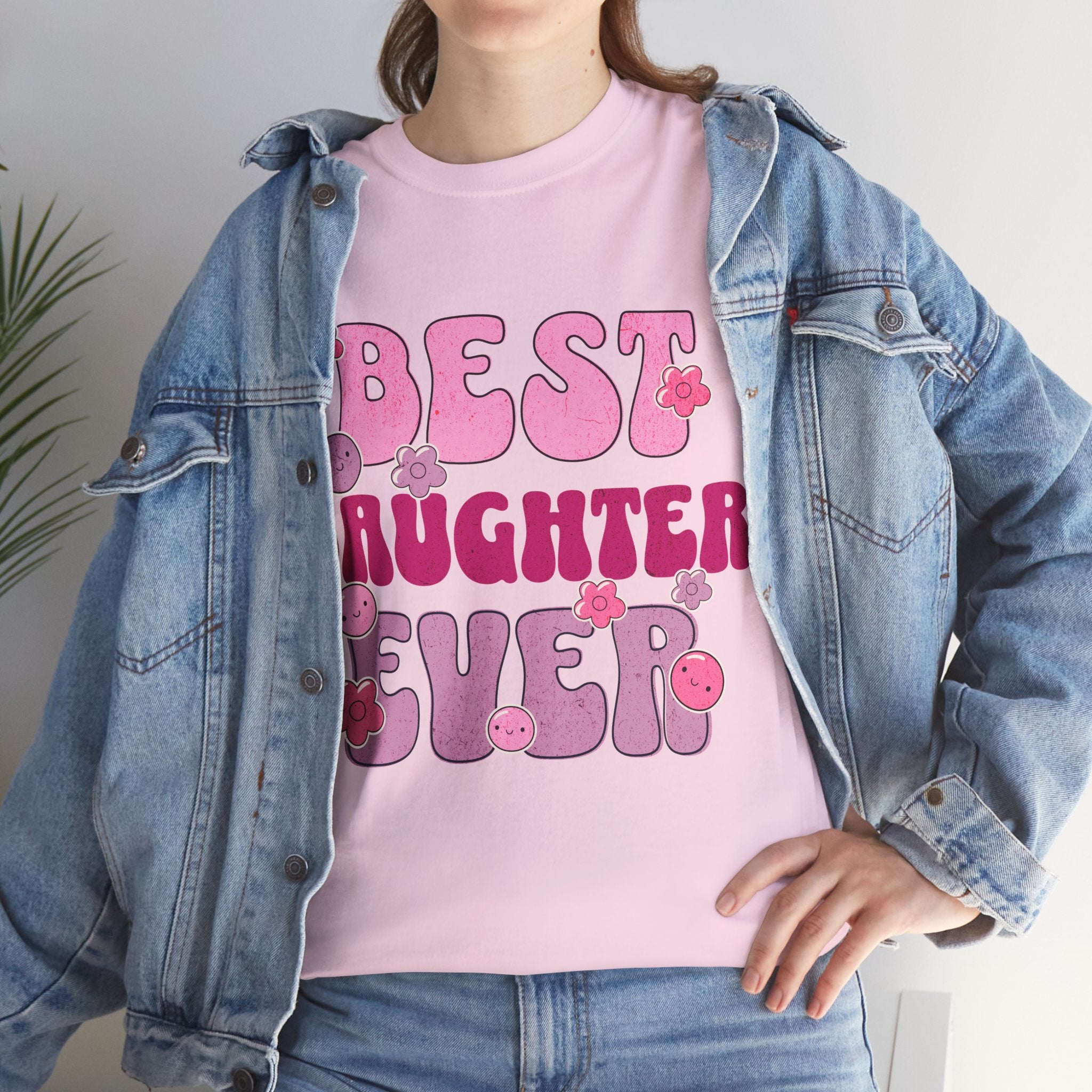 Best Daughter Ever T-Shirt — Cute Pink Retro Typography Tee for Daughters, Mother's Day Gift