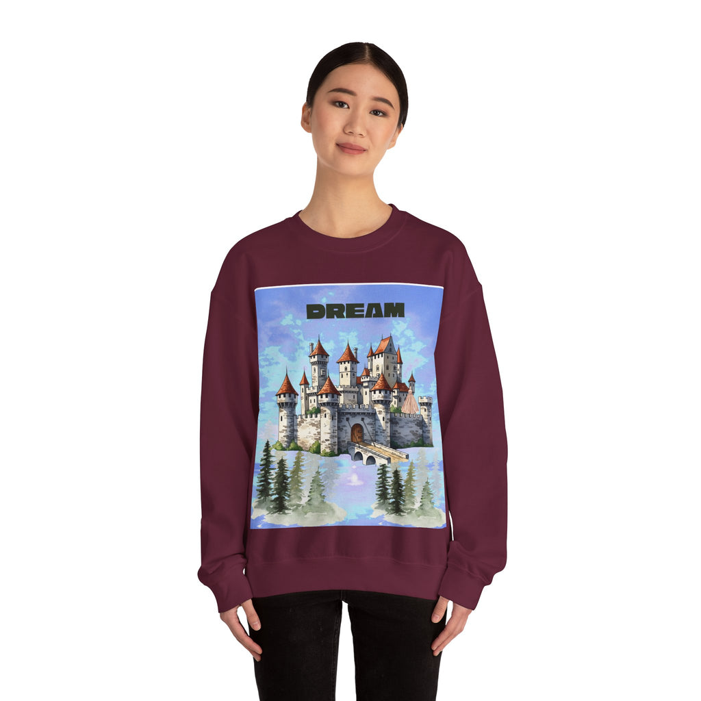 Dreamy Castle Crewneck Sweatshirt, Cozy Graphic Sweatshirt, Unisex Pullover, Pastel Art Apparel, Fantasy Sweatshirt