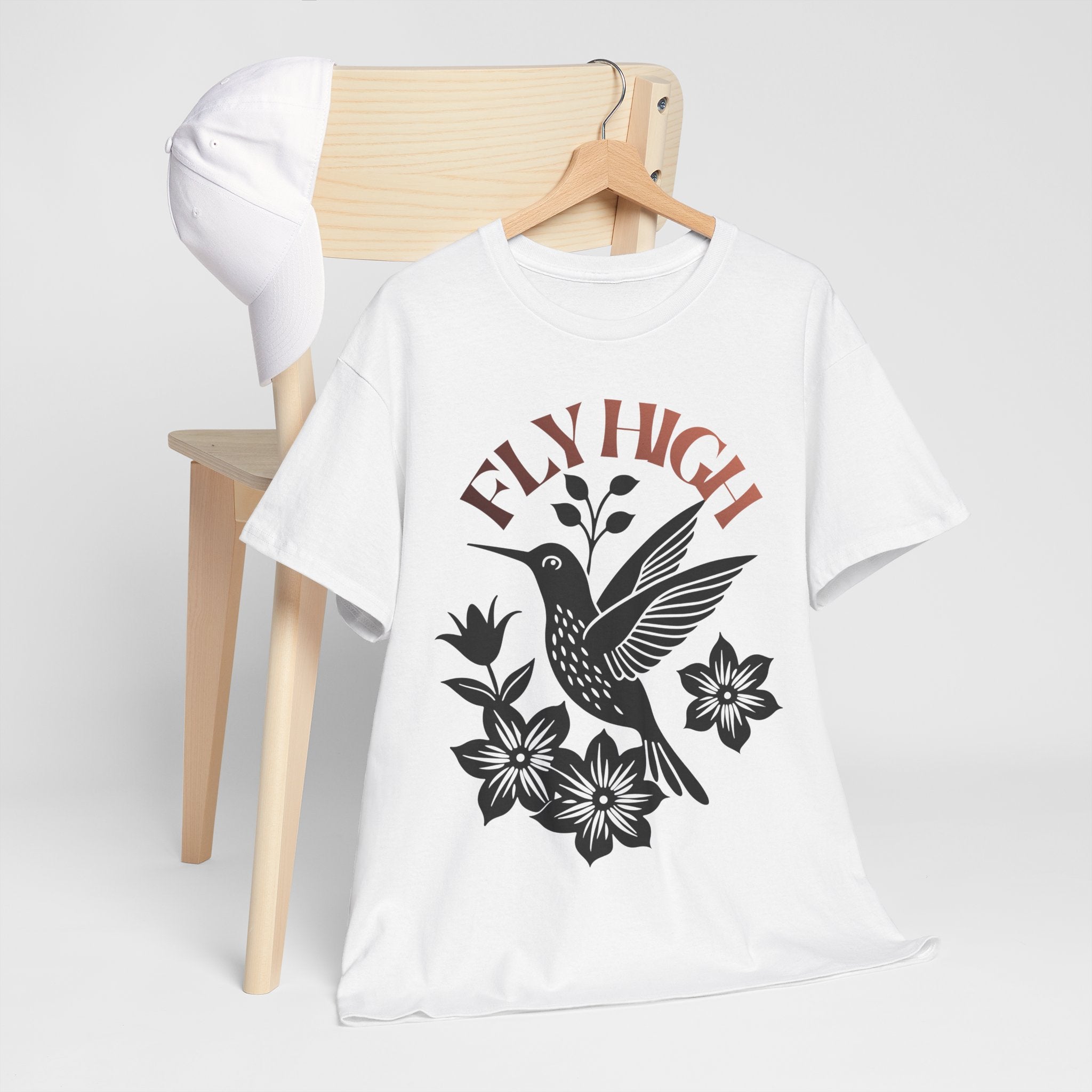 Fly High Hummingbird T-Shirt — Floral Retro Nature Tee
