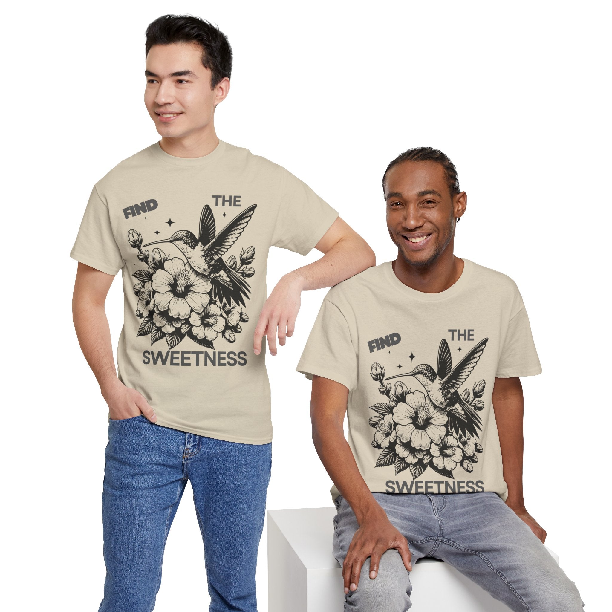 Find The Sweetness Tee — Floral Hummingbird Graphic T-Shirt