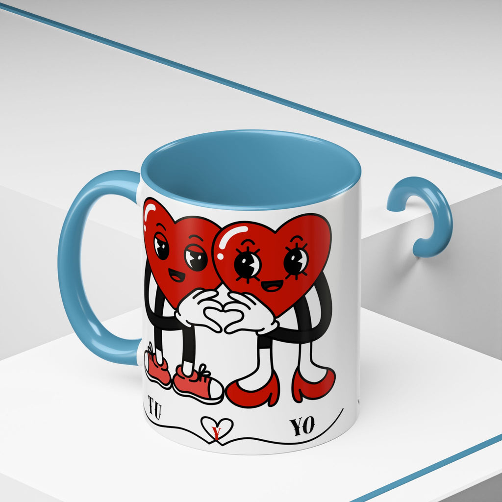 Valentine Heart Couple Coffee Mug – "Tu y Yo" Cute Romantic Accent Mug