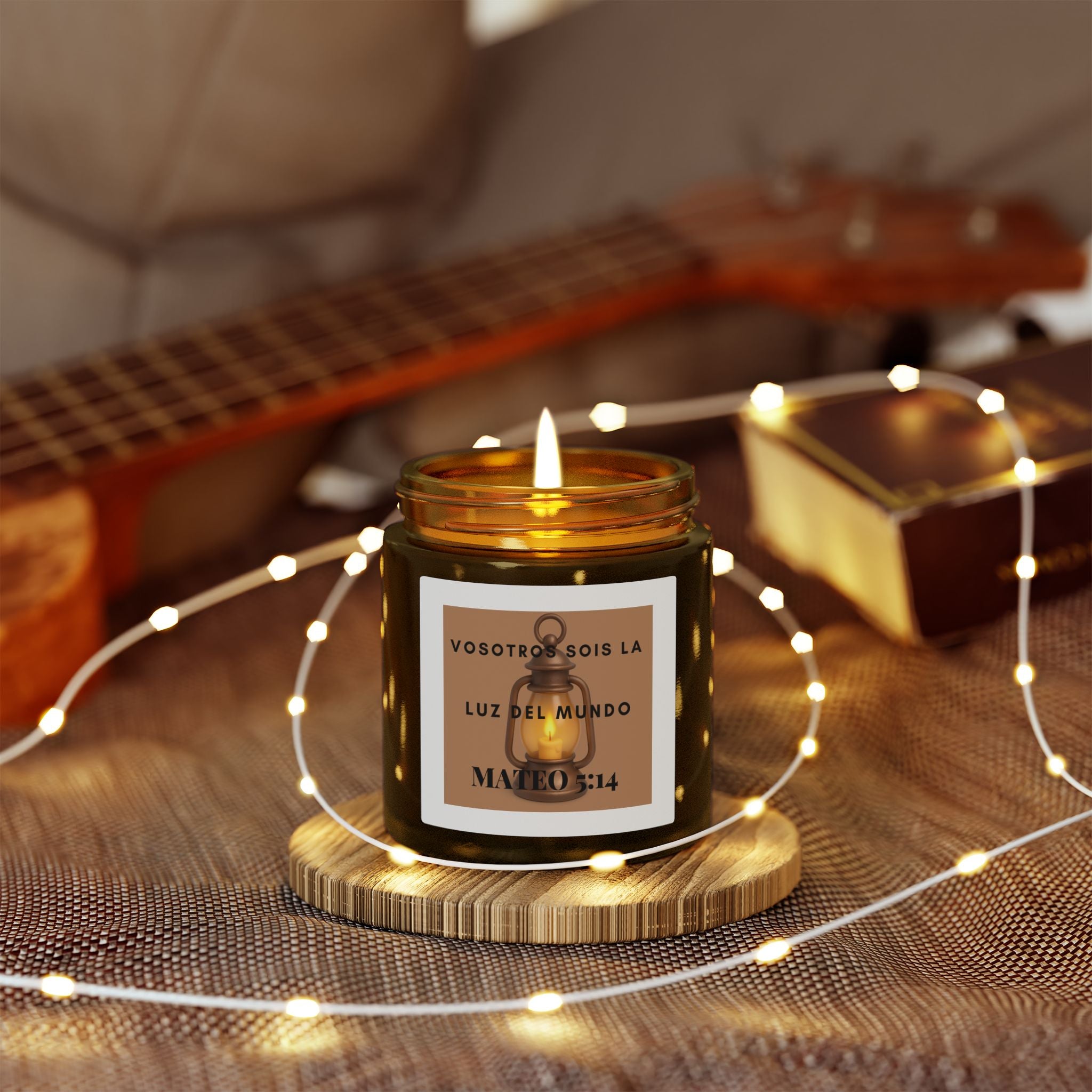 Scented Candle — Coconut Apricot Wax (4oz/9oz) — “Vosotros Sois la Luz del Mundo” Mateo 5:14