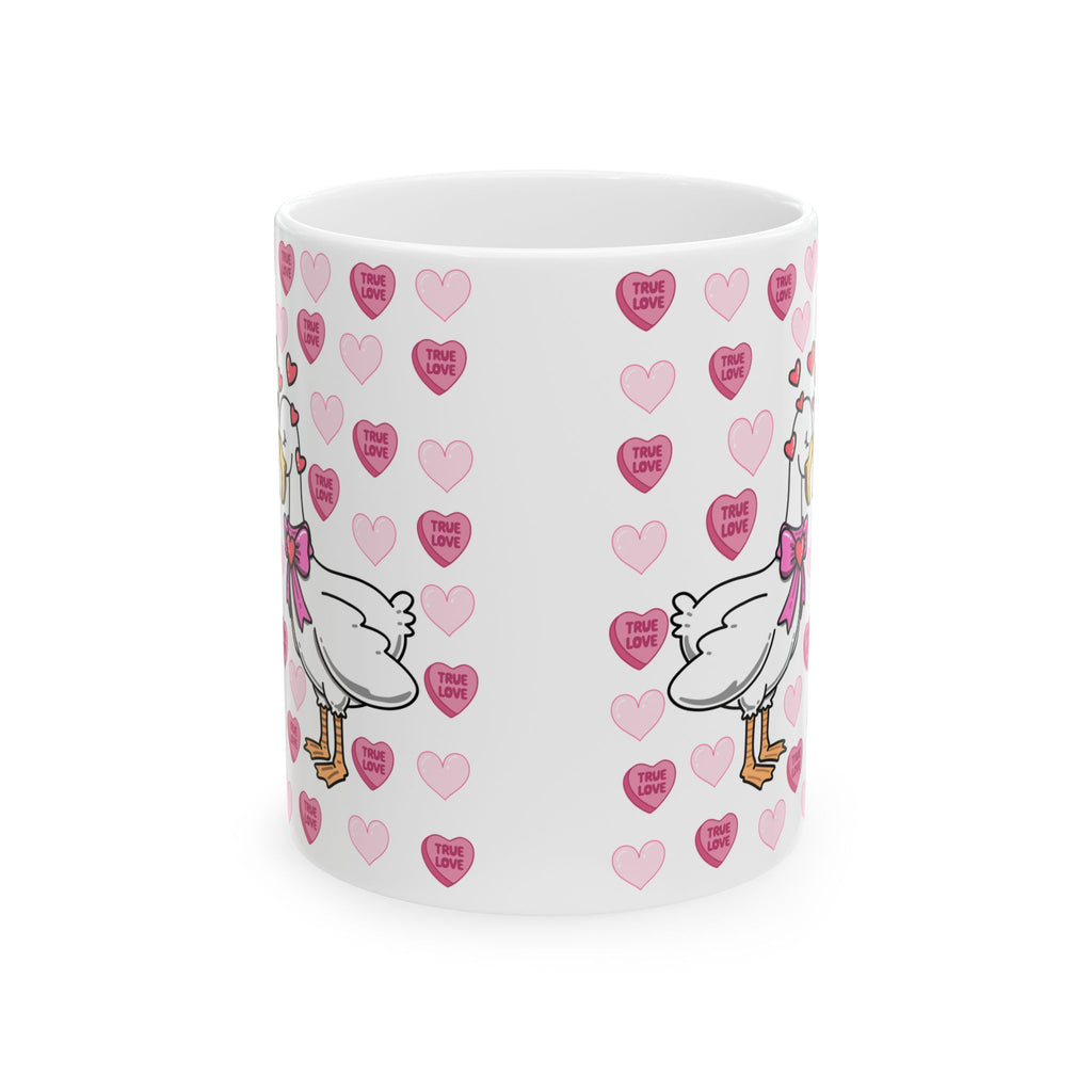 Valentine Stork Ceramic Mug – 'Tiny Feet' Heart Pattern (11oz/15oz)