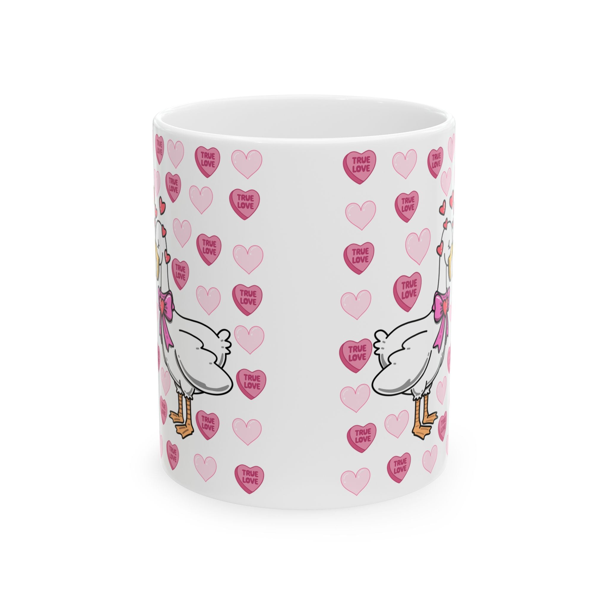 Valentine Stork Ceramic Mug – 'Tiny Feet' Heart Pattern (11oz/15oz)