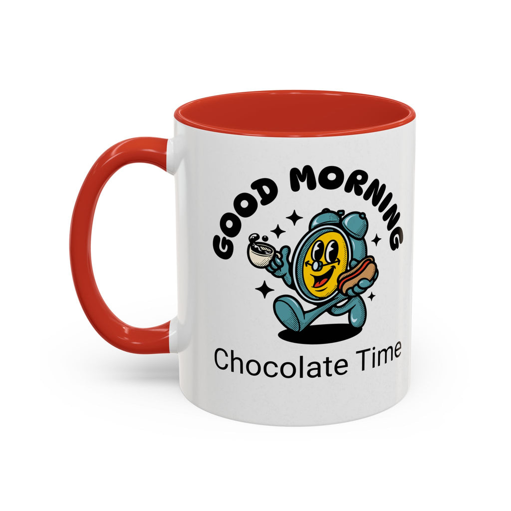 Cheerful Accent Coffee Mug, Good Morning Mug, Hot Beverage Cup, Chocolate Time Gift, Fun Kitchen Decor