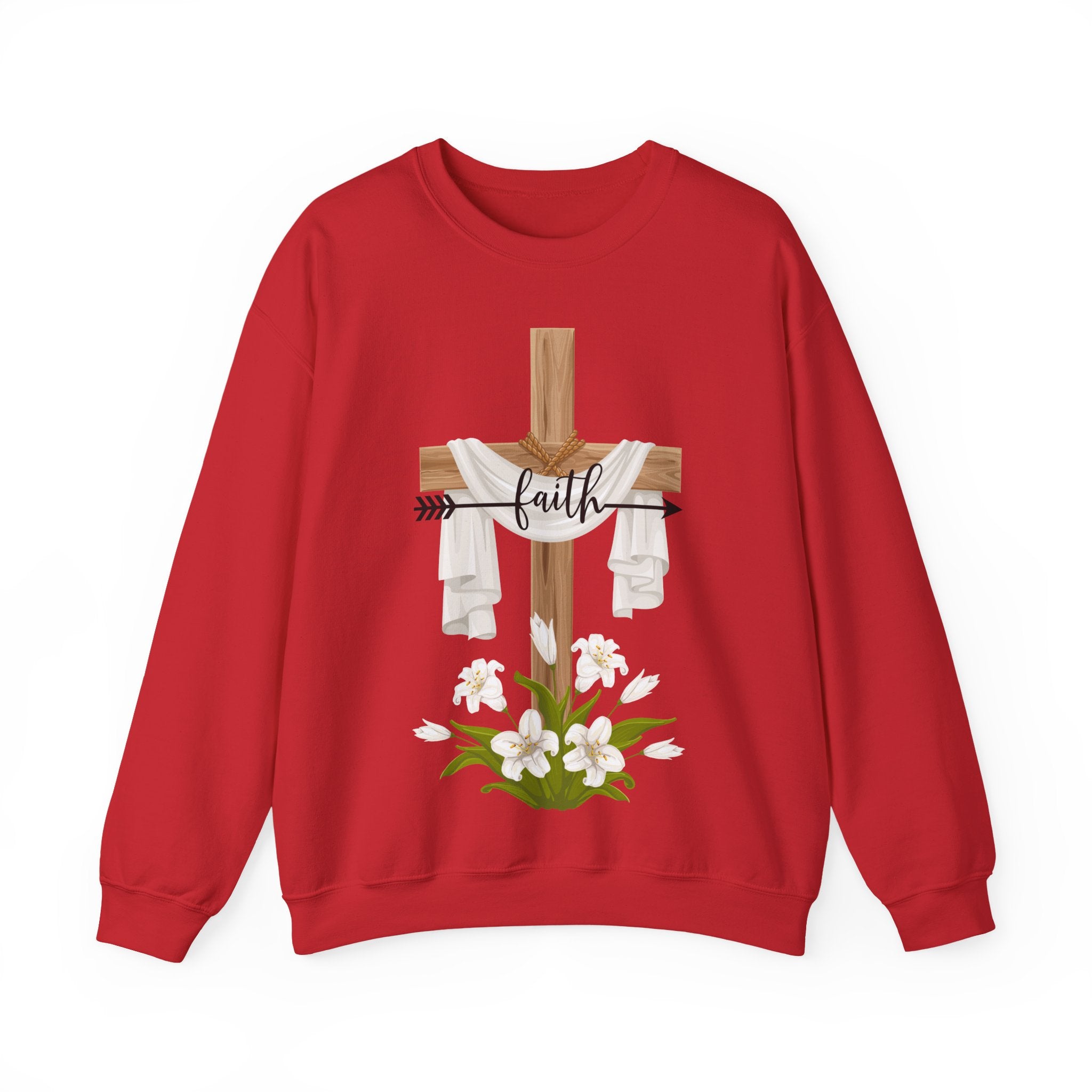 Faith Cross Crewneck Sweatshirt — Easter Lily Christian Pullover