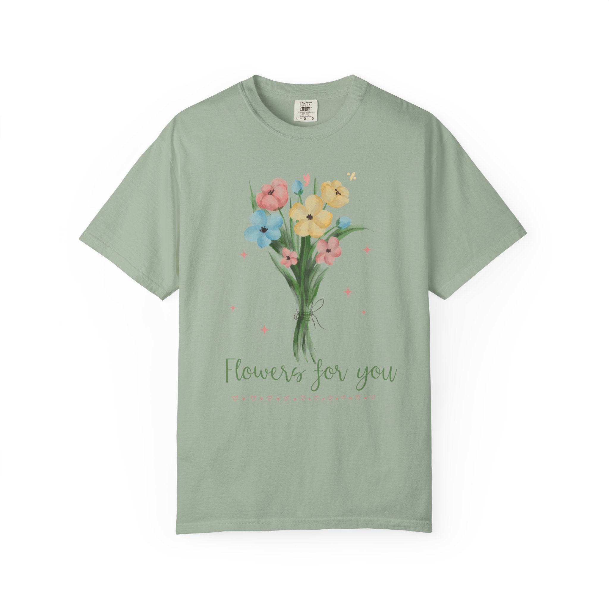 Flower Bouquet Unisex Garment-Dyed T-shirt, Spring Gift, Casual Wear, Floral Tee, Mother's Day Top, Gardening Shirt