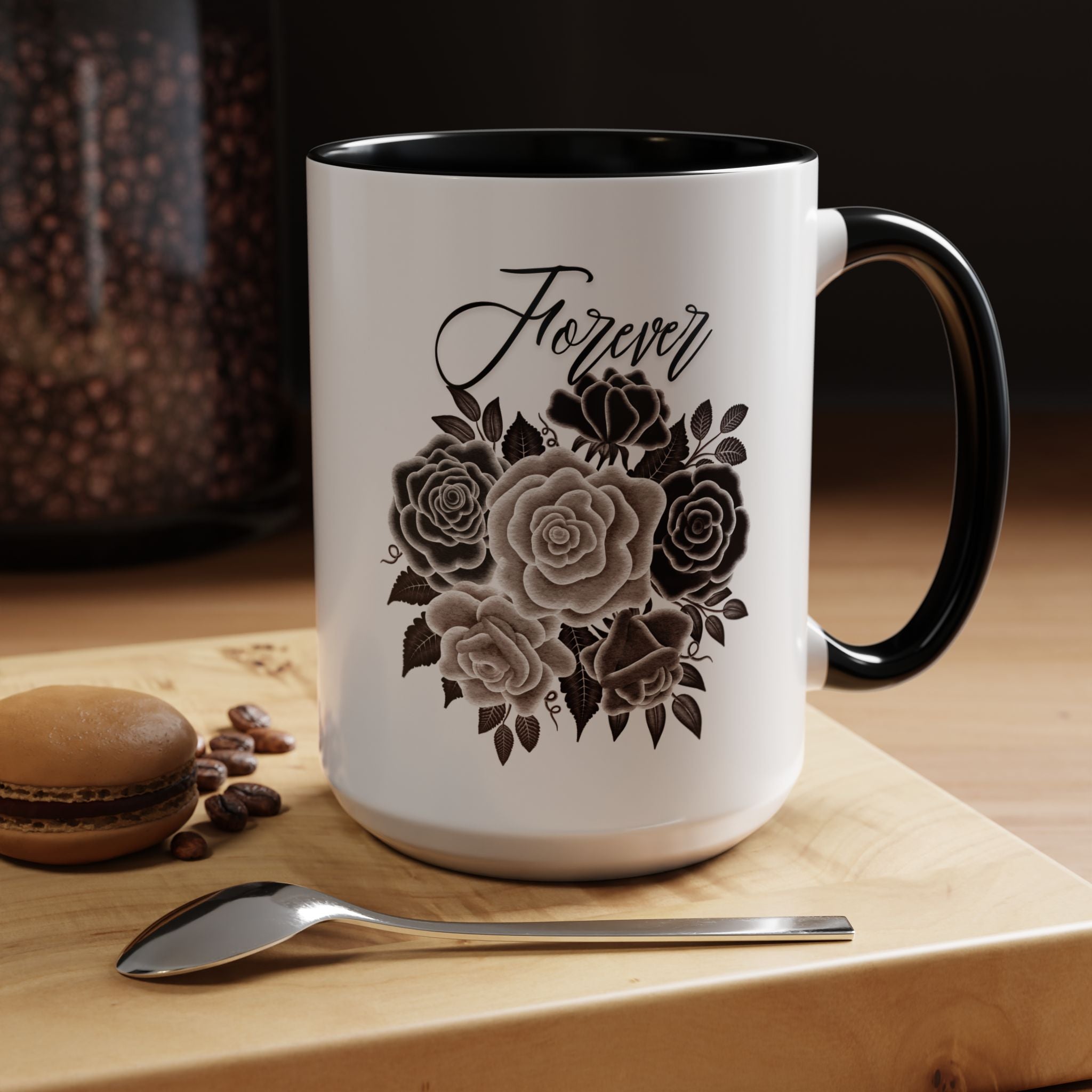 Elegant Floral Accent Coffee Mug for Coffee Lovers, Gift for Her, Home Decor, Valentine's Day, Birthday