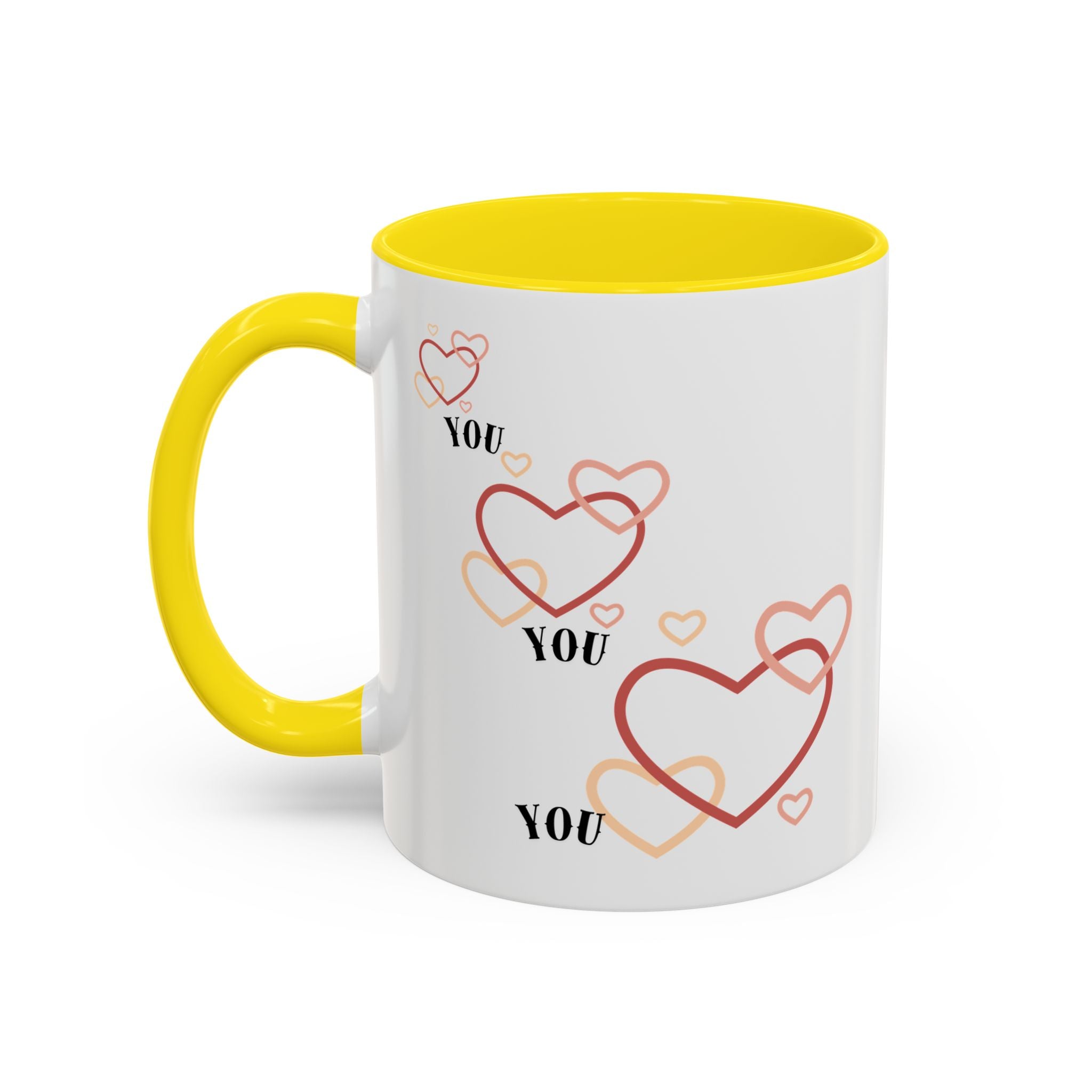 Love You Accent Coffee Mug, Valentine's Day Gift, Heart Mug, Cute Coffee Cup, Romantic Beverage Container