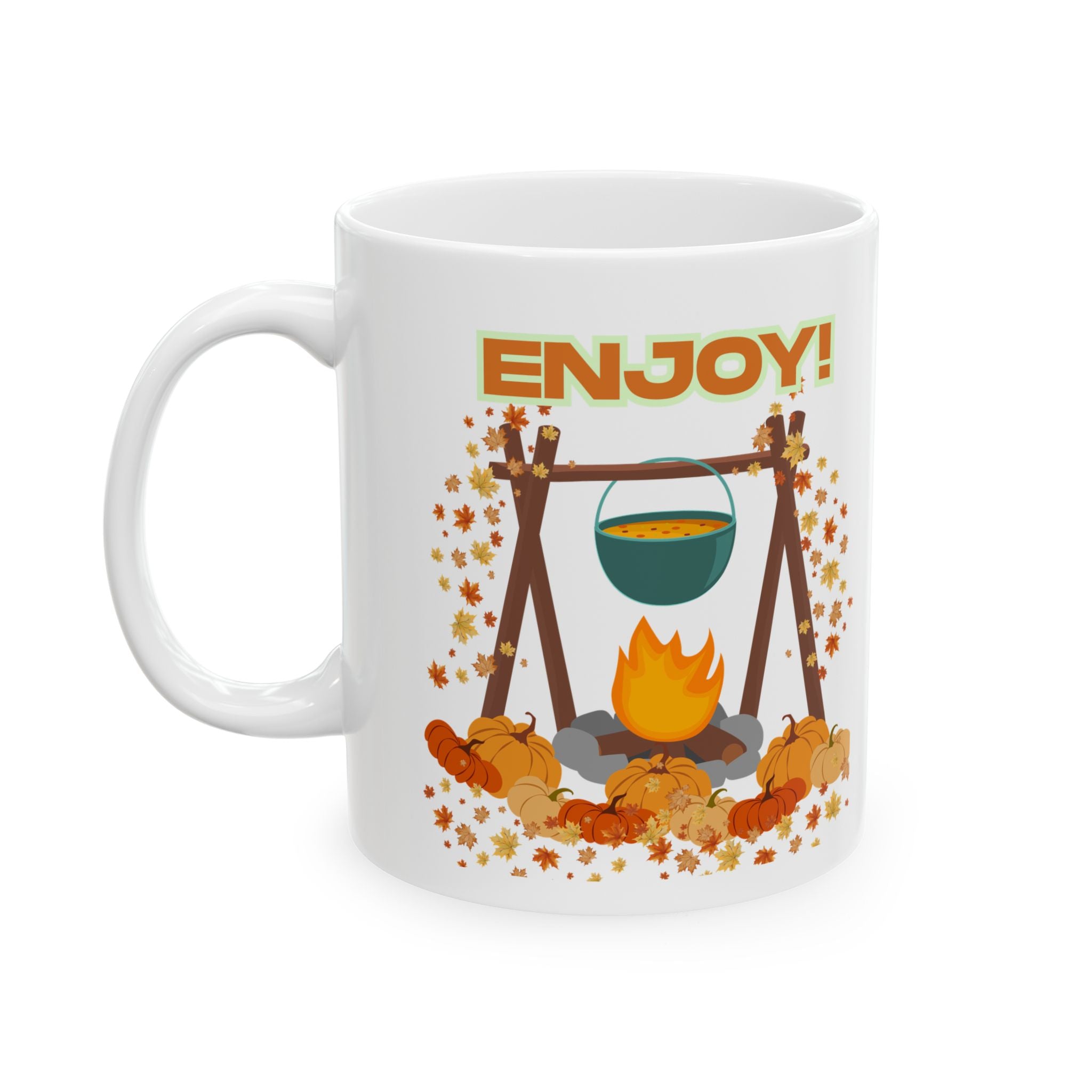 Autumn Harvest Ceramic Mug - Enjoy Autumn, Fall Coffee Mug, Cozy Drinkware, Pumpkin Spice Lover, Seasonal Gift