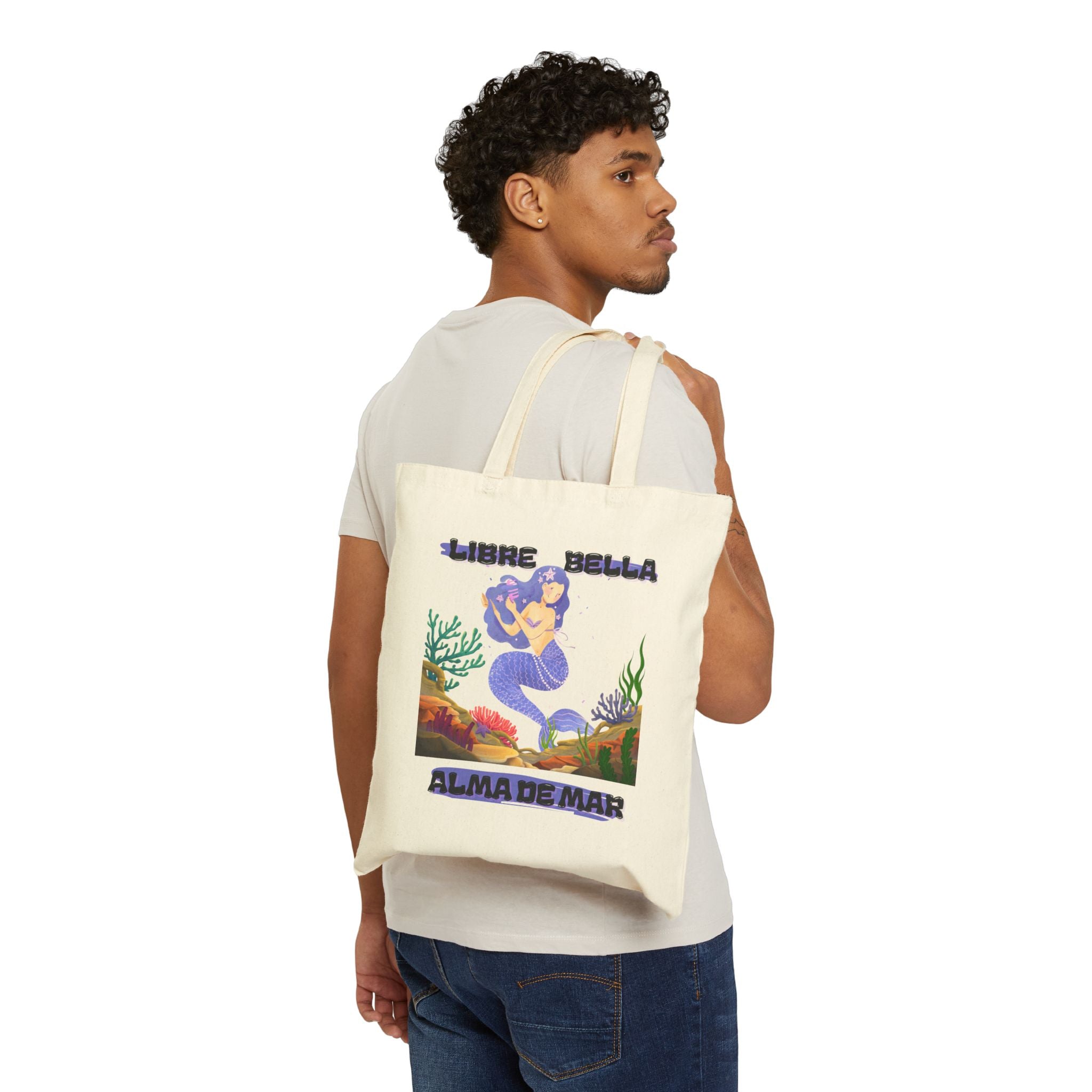 Mermaid Canvas Tote Bag - Eco-Friendly Beach Bag, Reusable Shopping Tote, Gift for Ocean Lovers, Boho Chic, Casual Everyday Use