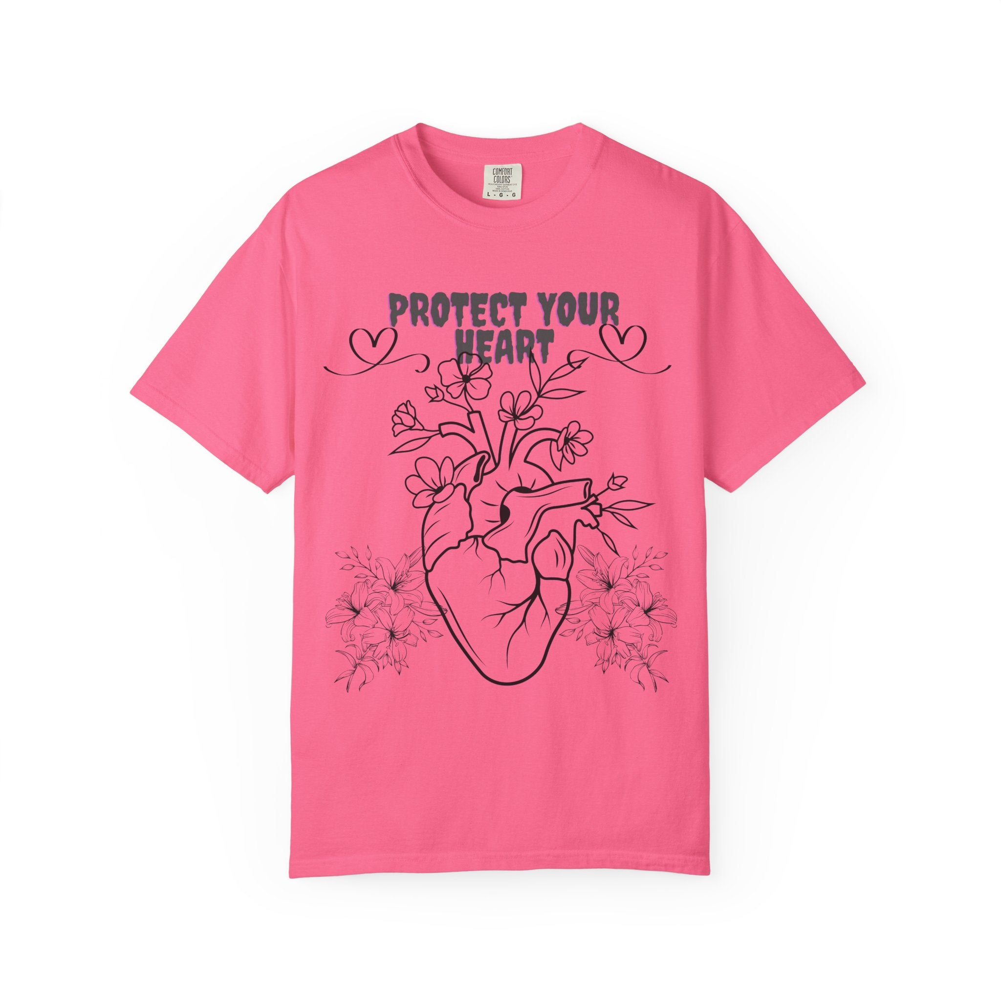 Protect Your Heart T-Shirt | Unisex Garment-Dyed Tee for Self-Care, Mental Health Awareness, Gifts for Friends, Cute Casual Wear