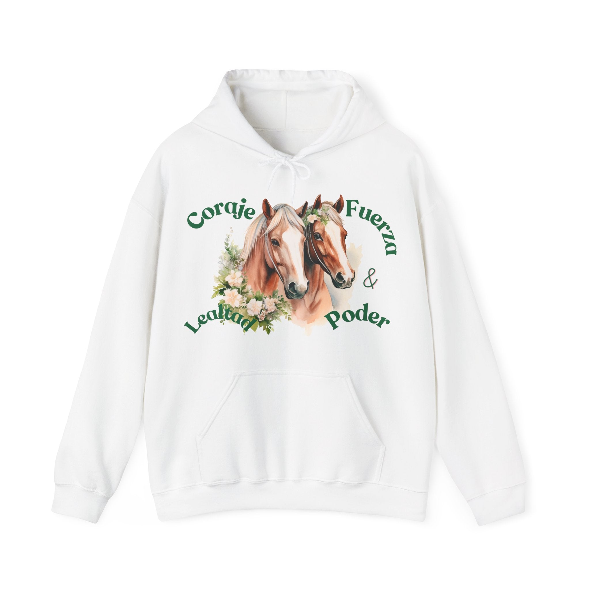 Equine Spirit Hooded Sweatshirt - Courage, Strength, Love, Gift for Horse Lovers, Cozy Wear, Equestrian Apparel, Motivational Sweatshirt