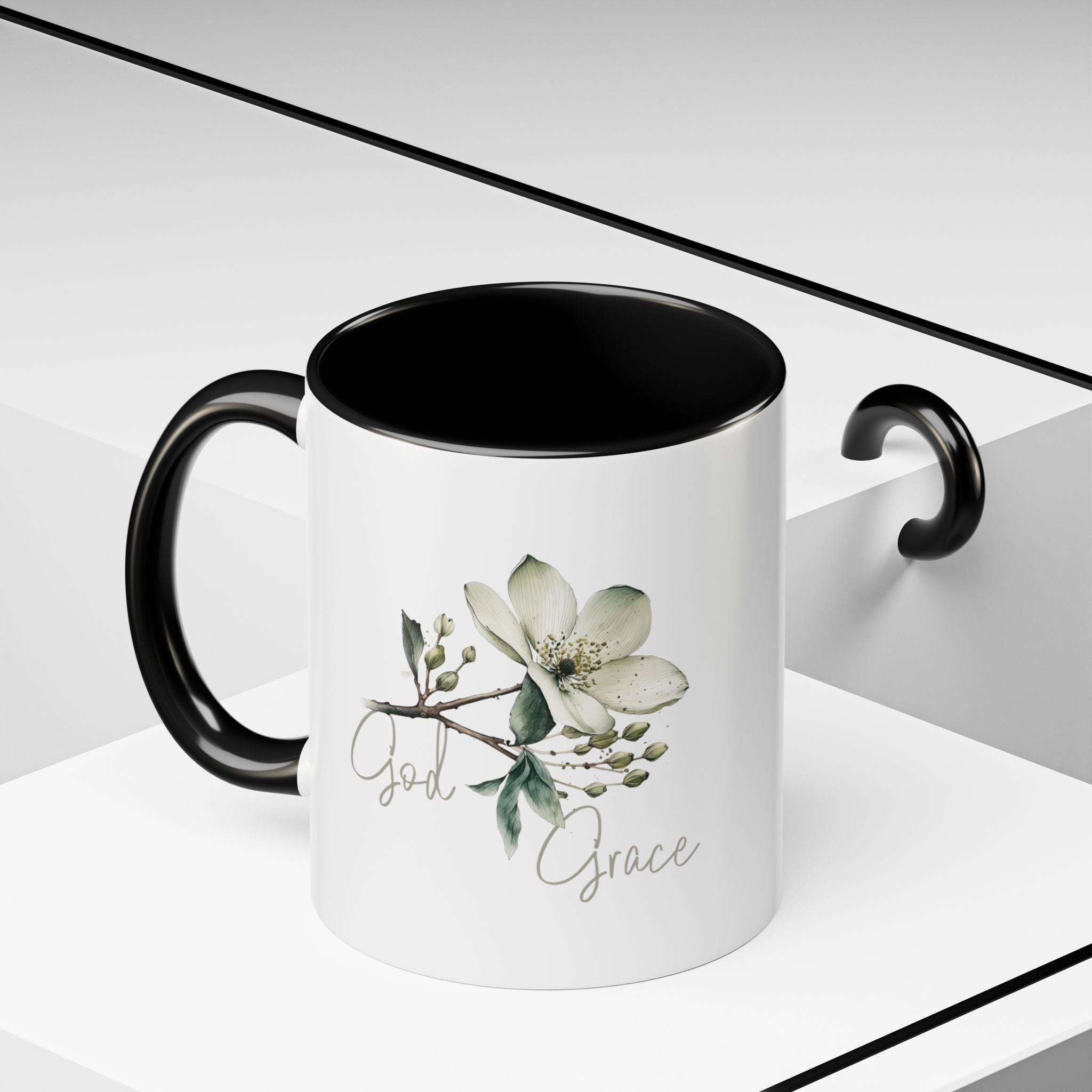 Floral Accent Coffee Mug | God Grace Gift, Nature-Inspired Tea Cup, Inspirational Drinkware for Home, Office, Mother's Day