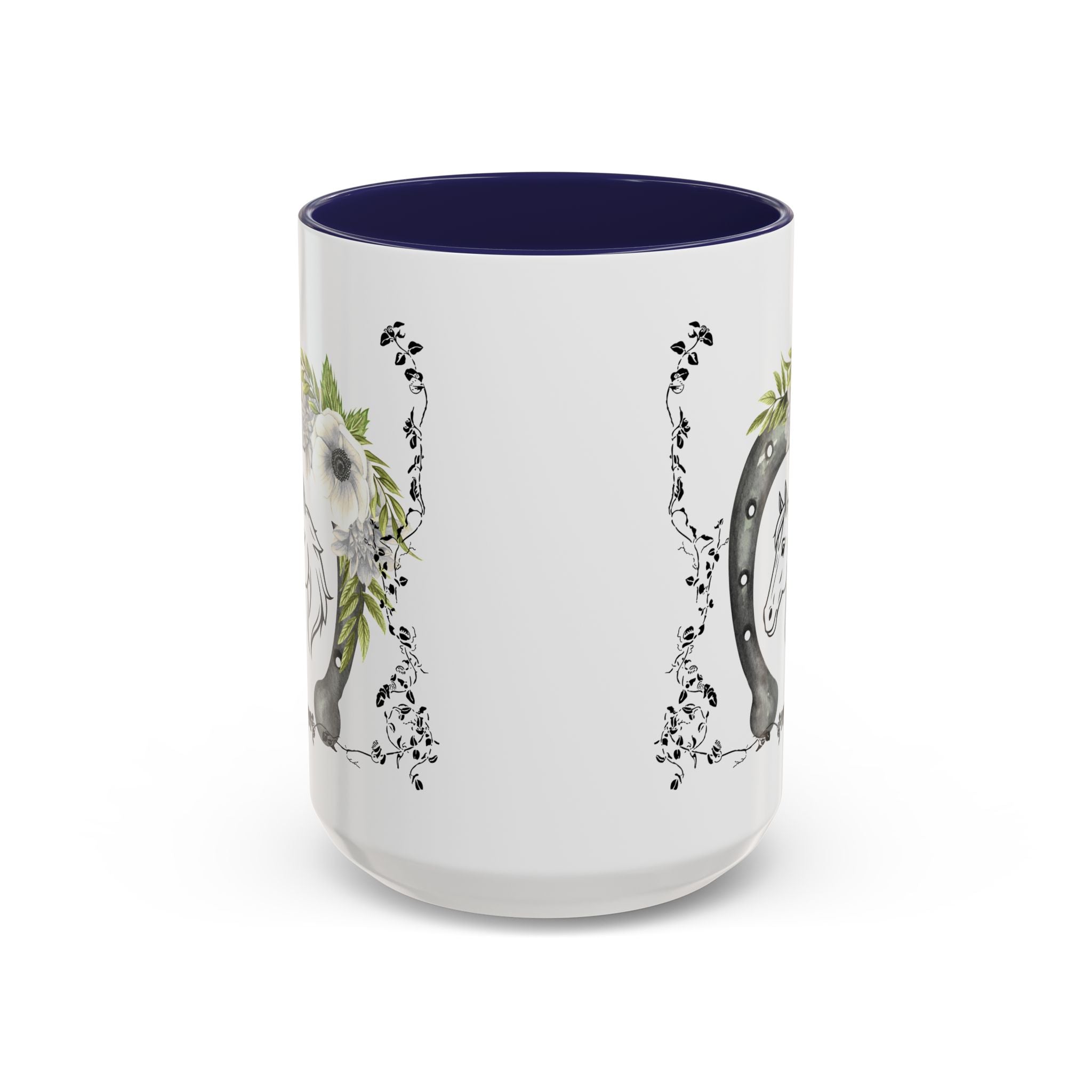 Personalized Floral Horseshoe Mug - Unique Gift for Horse Lovers, Cowgirl Theme, Farmhouse Decor, Wedding Favors, Custom Name Mug