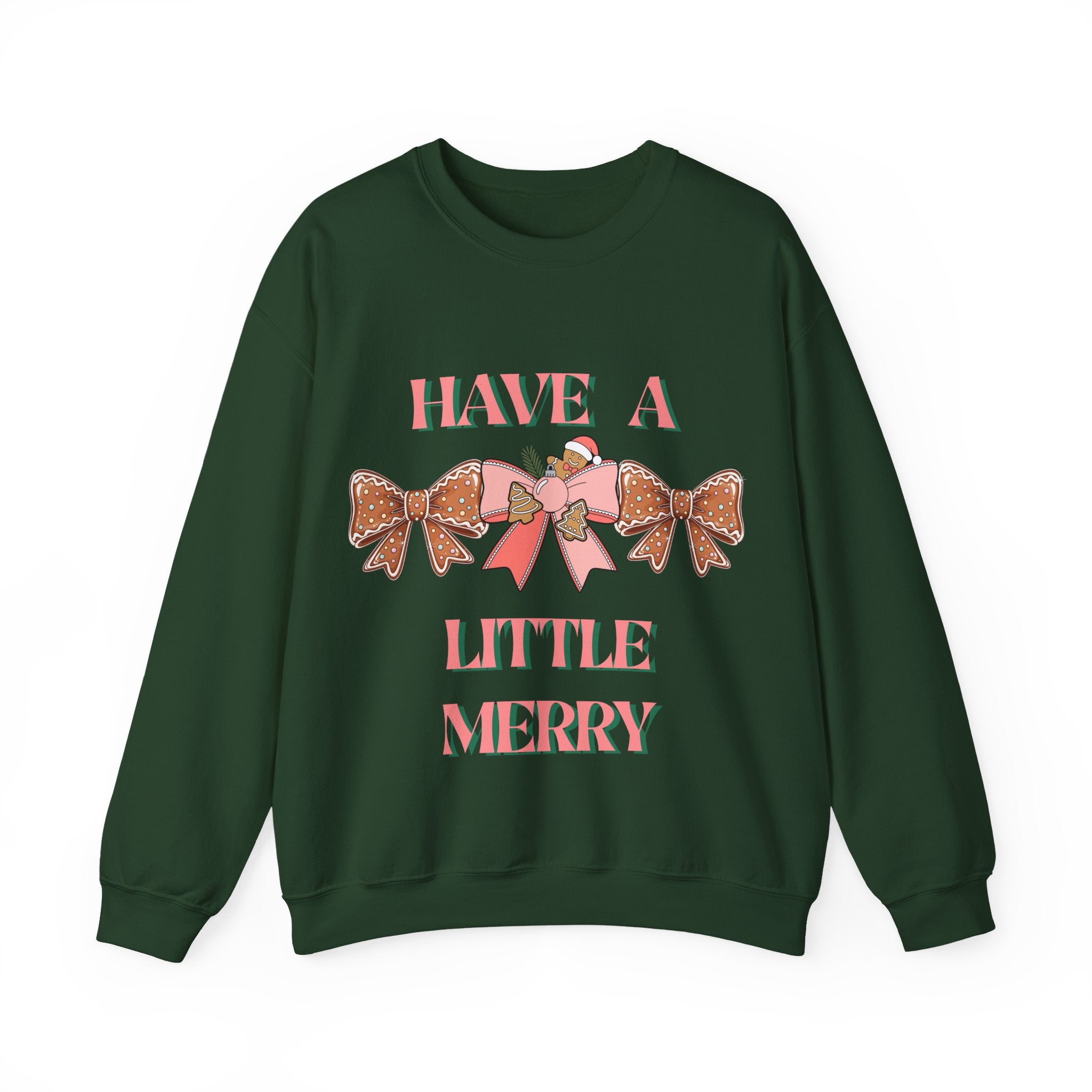Have a Little Merry Crewneck Sweatshirt — Pink Holiday Bow Christmas Sweater