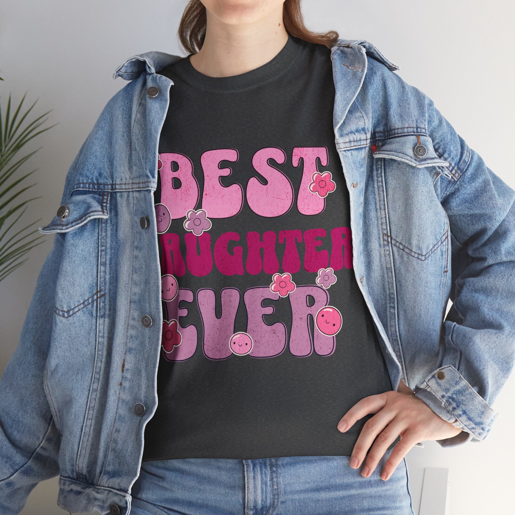 Best Daughter Ever T-Shirt — Cute Pink Retro Typography Tee for Daughters, Mother's Day Gift