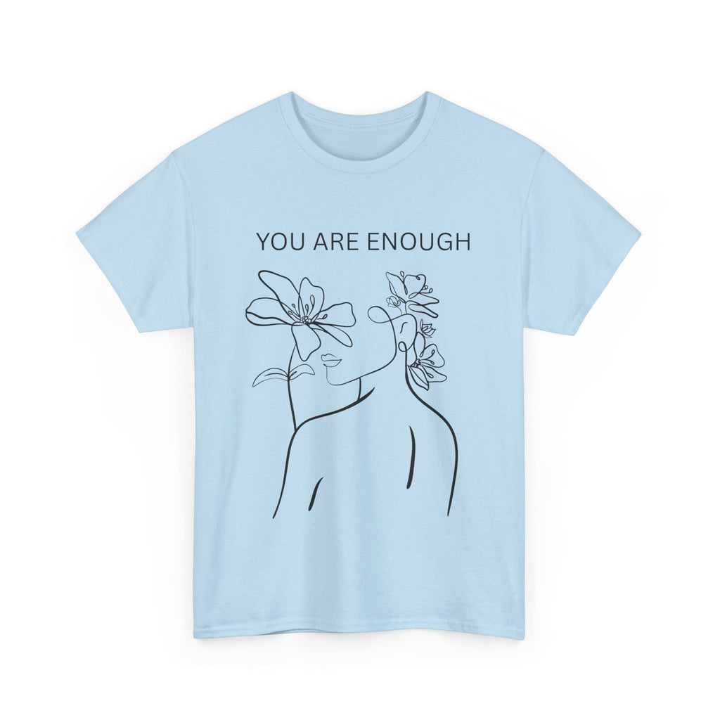 Inspirational Floral Tee, Unisex Heavy Cotton T-Shirt with 'You Are Enough' Design, Motivational Gift, Self-Love Apparel, Positive [...]