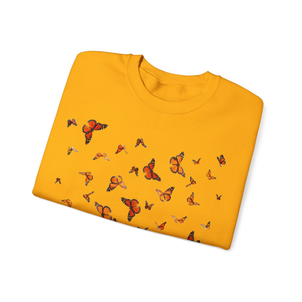 Butterfly Flock Crewneck Sweatshirt — Orange Monarchs Graphic