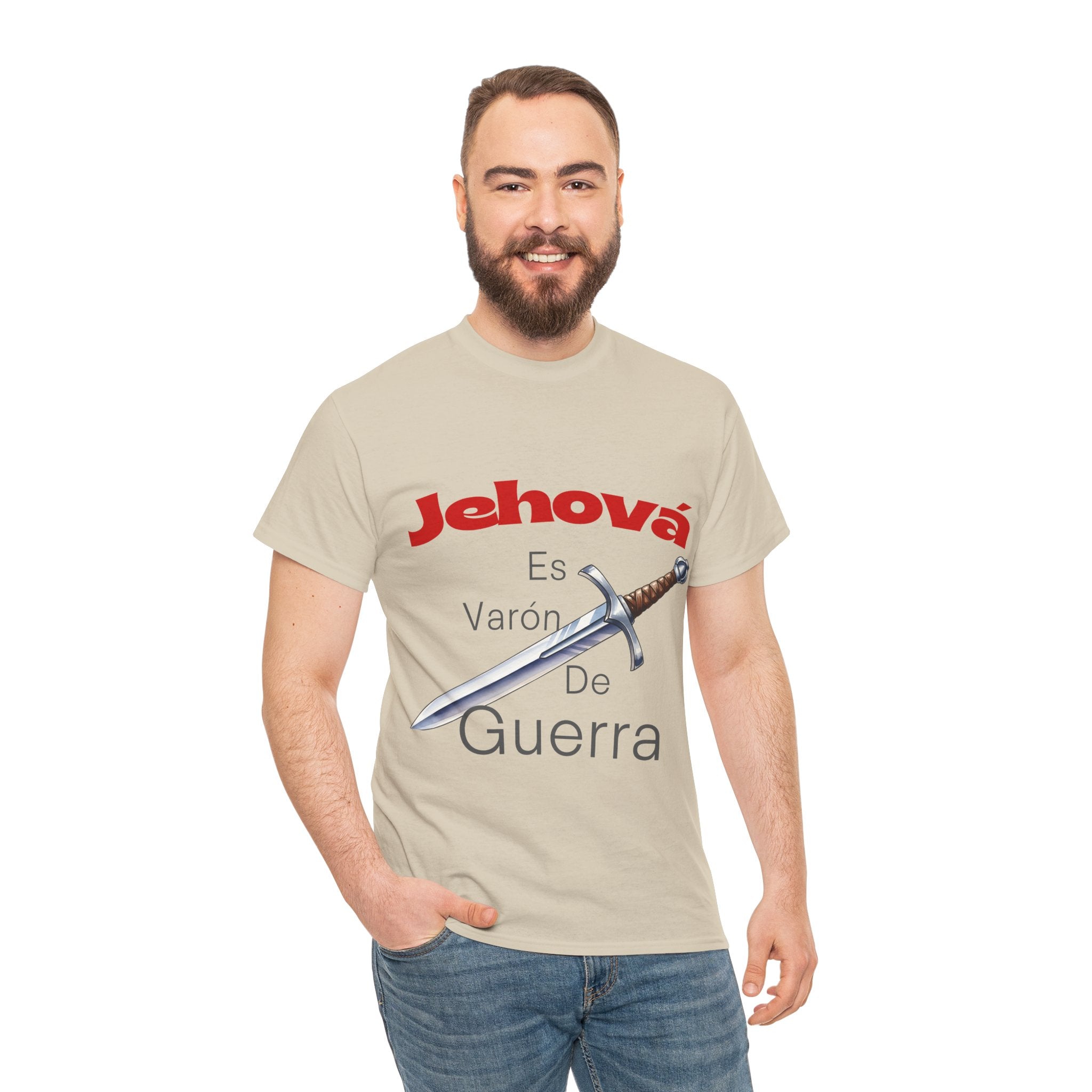 Jehová Es Varón De Guerra T-Shirt — Spanish Christian Sword Design