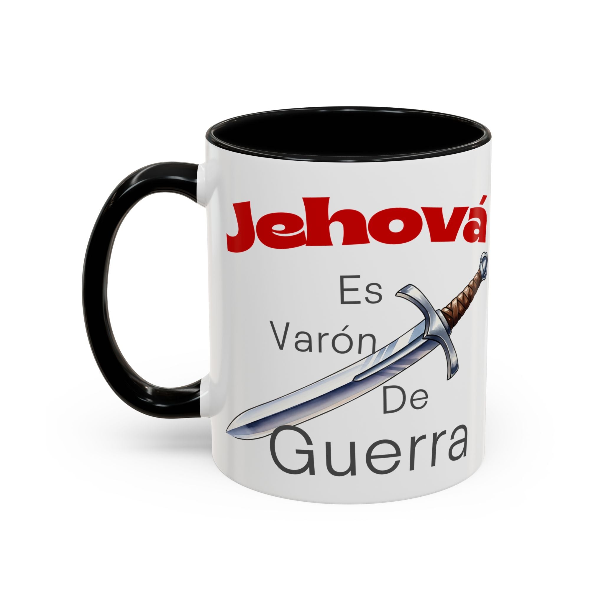 Jehovah Es Varón de Guerra Coffee Mug — Spanish Faith Sword Accent Mug (11/15oz)