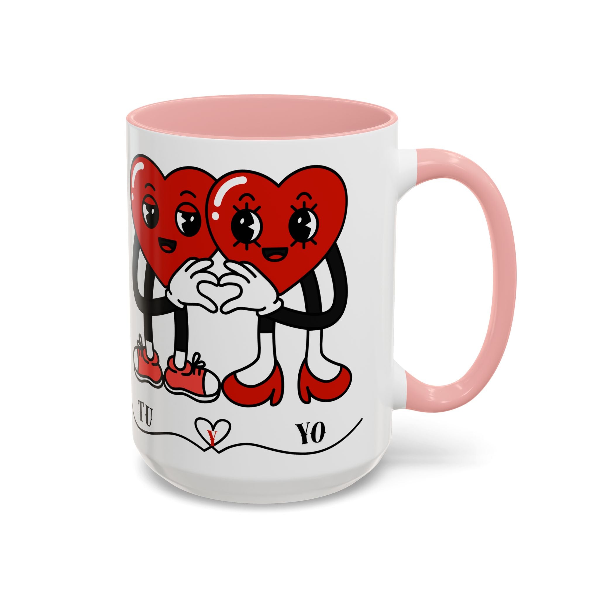 Valentine Heart Couple Coffee Mug – "Tu y Yo" Cute Romantic Accent Mug