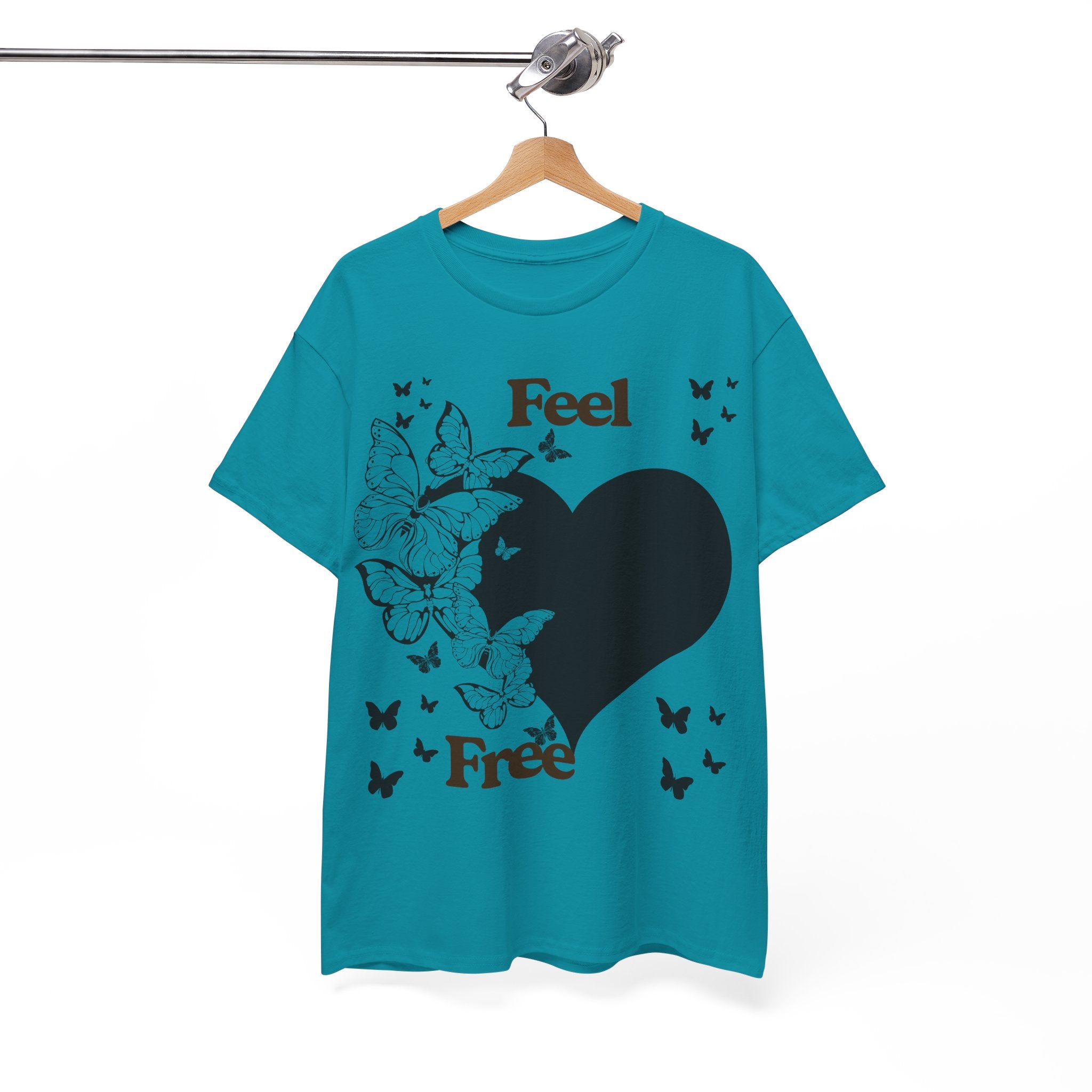 Butterfly Heart Unisex Heavy Cotton Tee, Feel Free Shirt, Nature Lover Gift, Casual Wear, Spring Fashion, Butterfly Design Tee