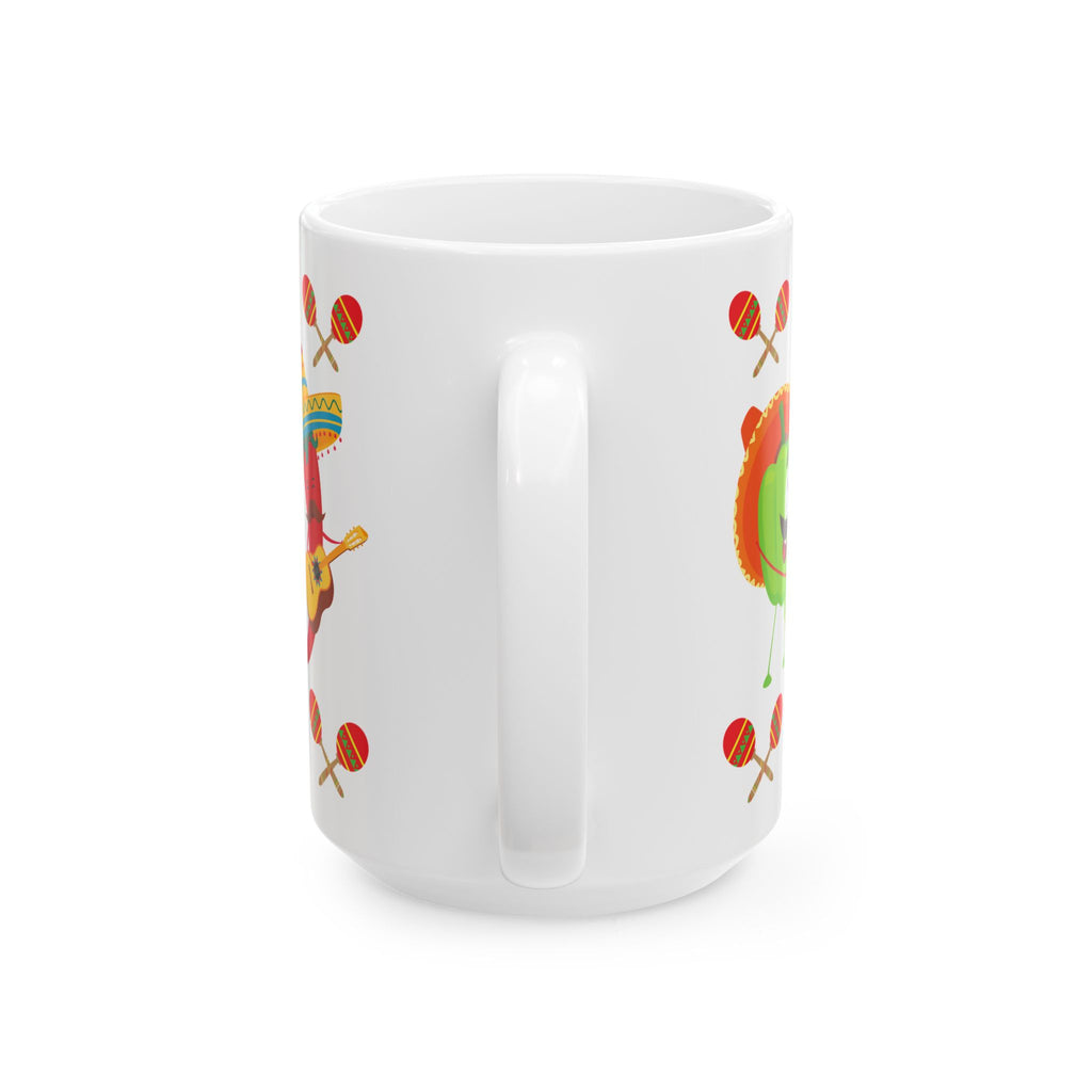 Fiesta Food Characters Ceramic Mug — Mexican Maracas & Guitar 11oz/15oz