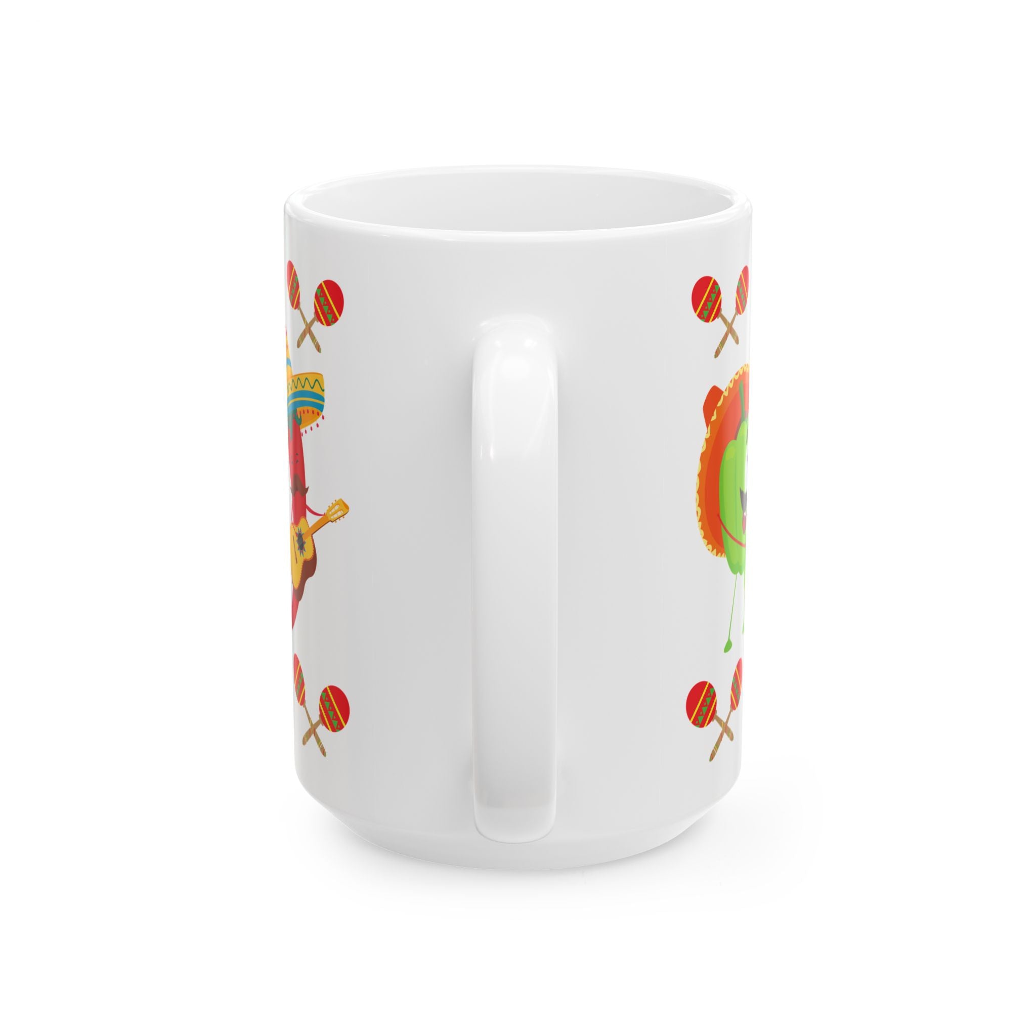 Fiesta Food Characters Ceramic Mug — Mexican Maracas & Guitar 11oz/15oz