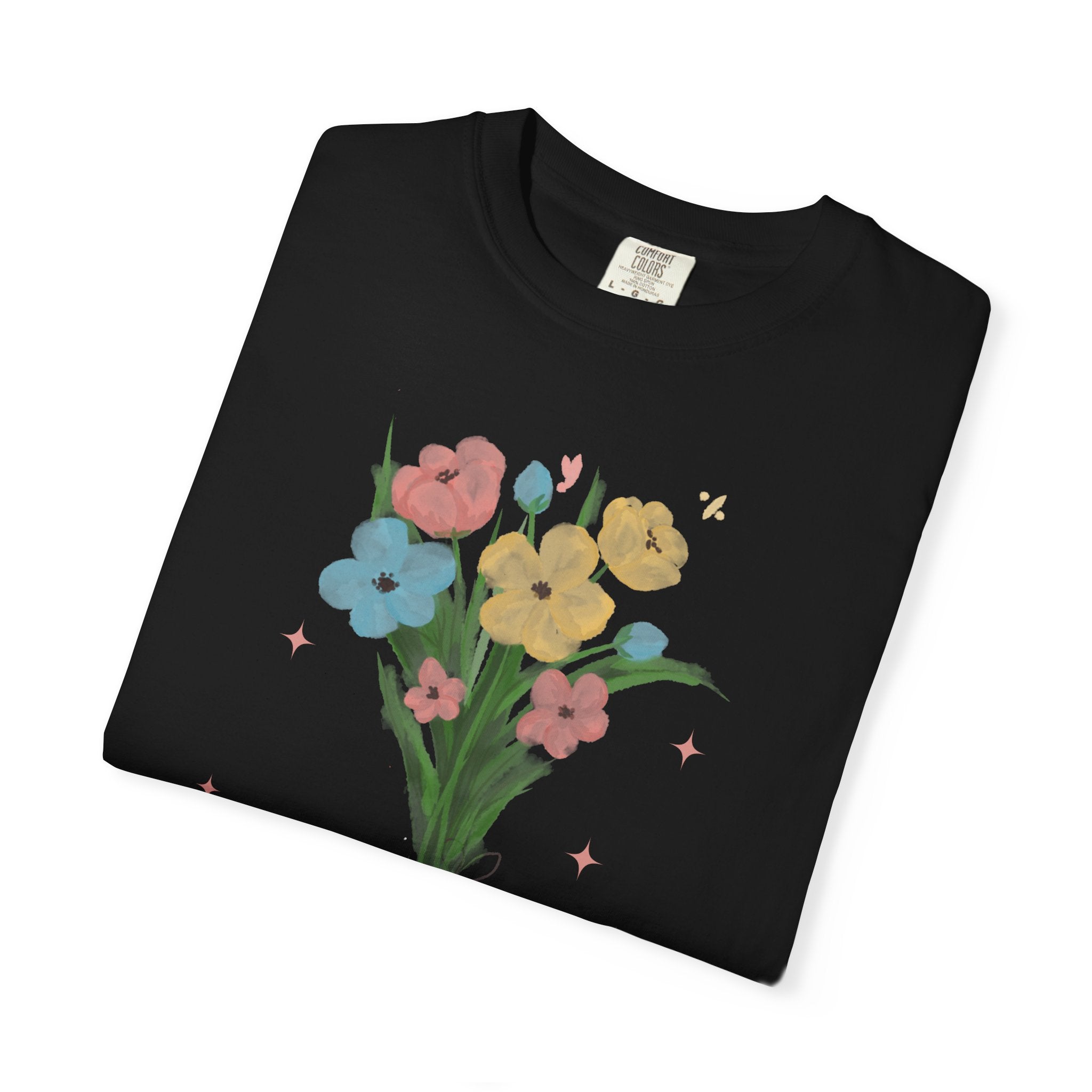 Flower Bouquet Unisex Garment-Dyed T-shirt, Spring Gift, Casual Wear, Floral Tee, Mother's Day Top, Gardening Shirt