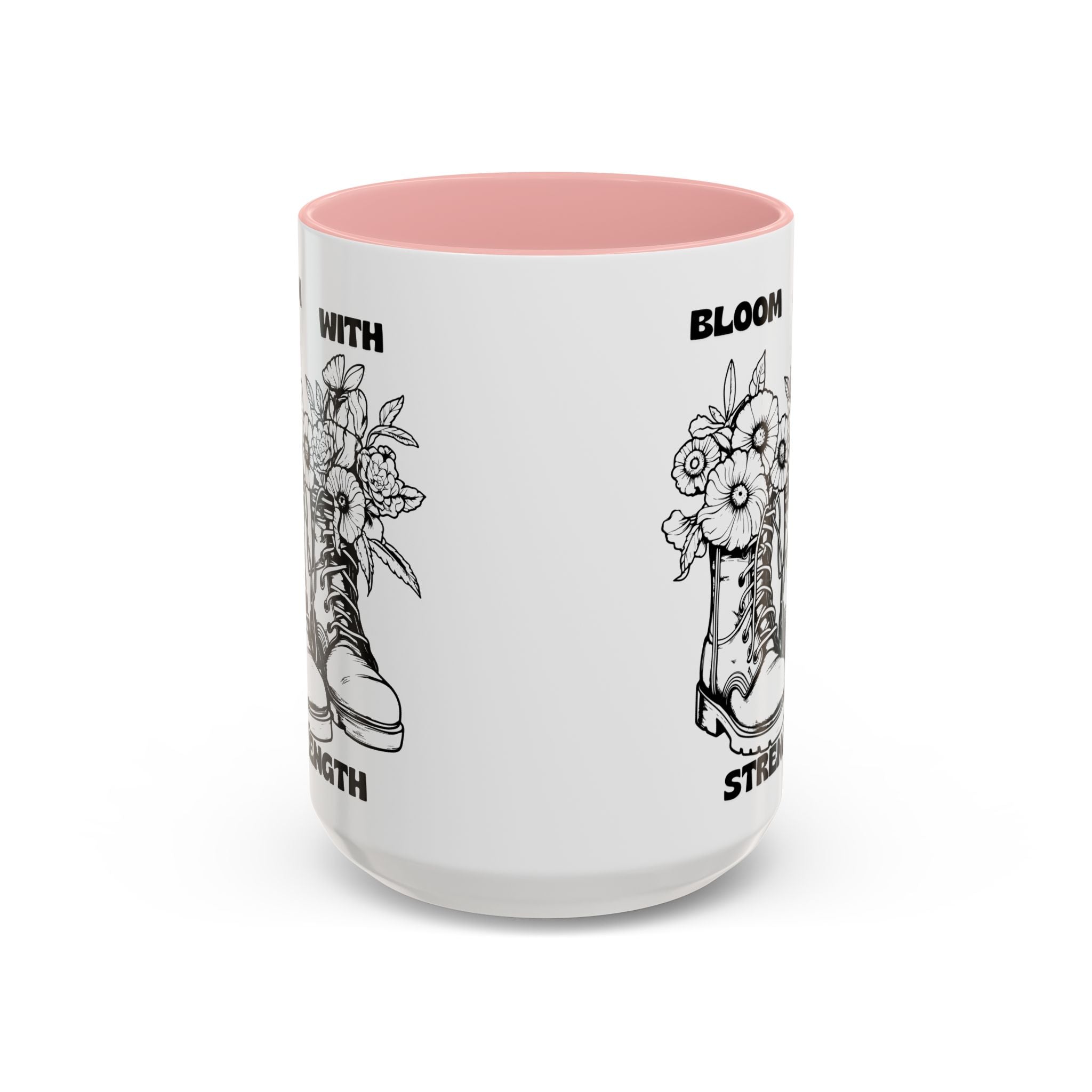 Bloom With Strength Coffee Mug — Floral Boots Inspirational Accent Mug (11/15oz)
