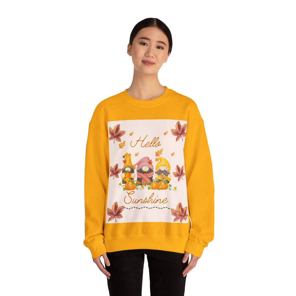 Hello Sunshine Fall Crewneck Sweatshirt, Cozy Autumn Apparel, Unisex Sweatshirt, Perfect for Thanksgiving, Gift for Nature Lovers