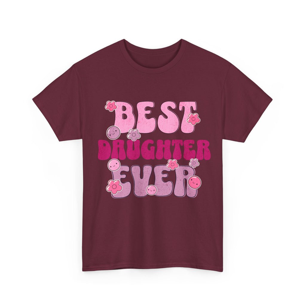 Best Daughter Ever T-Shirt — Cute Pink Retro Typography Tee for Daughters, Mother's Day Gift
