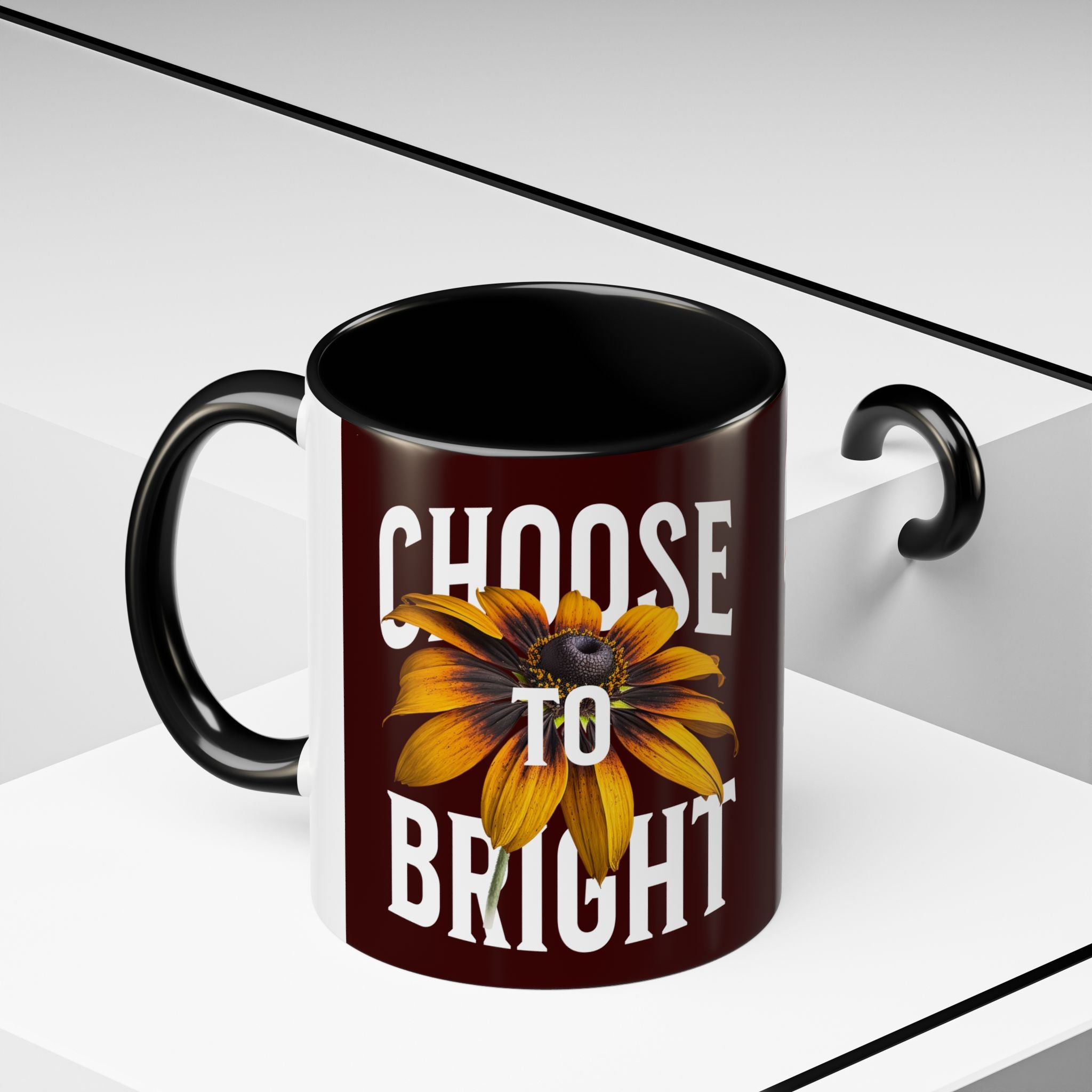 Choose to Be Bright Coffee Mug — Sunflower Accent Ceramic Mug (11/15oz)