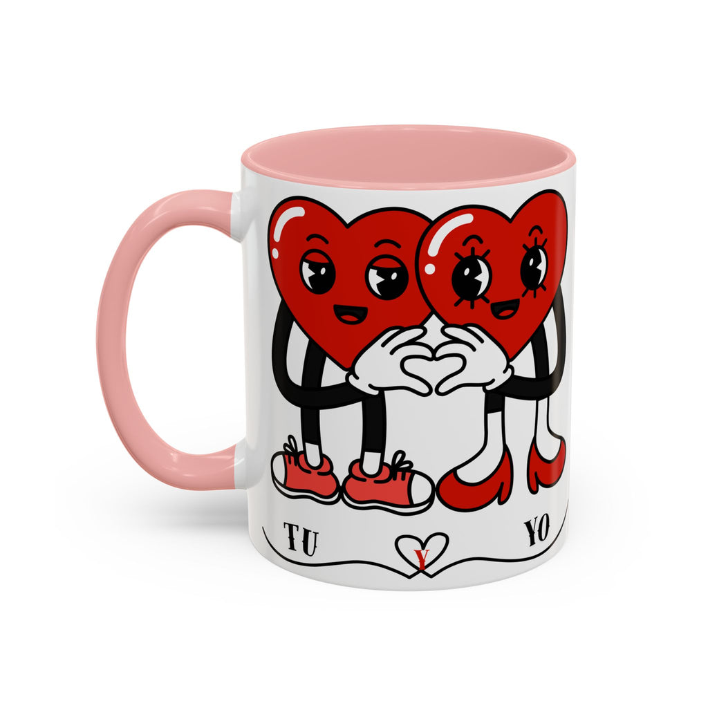 Valentine Heart Couple Coffee Mug – "Tu y Yo" Cute Romantic Accent Mug