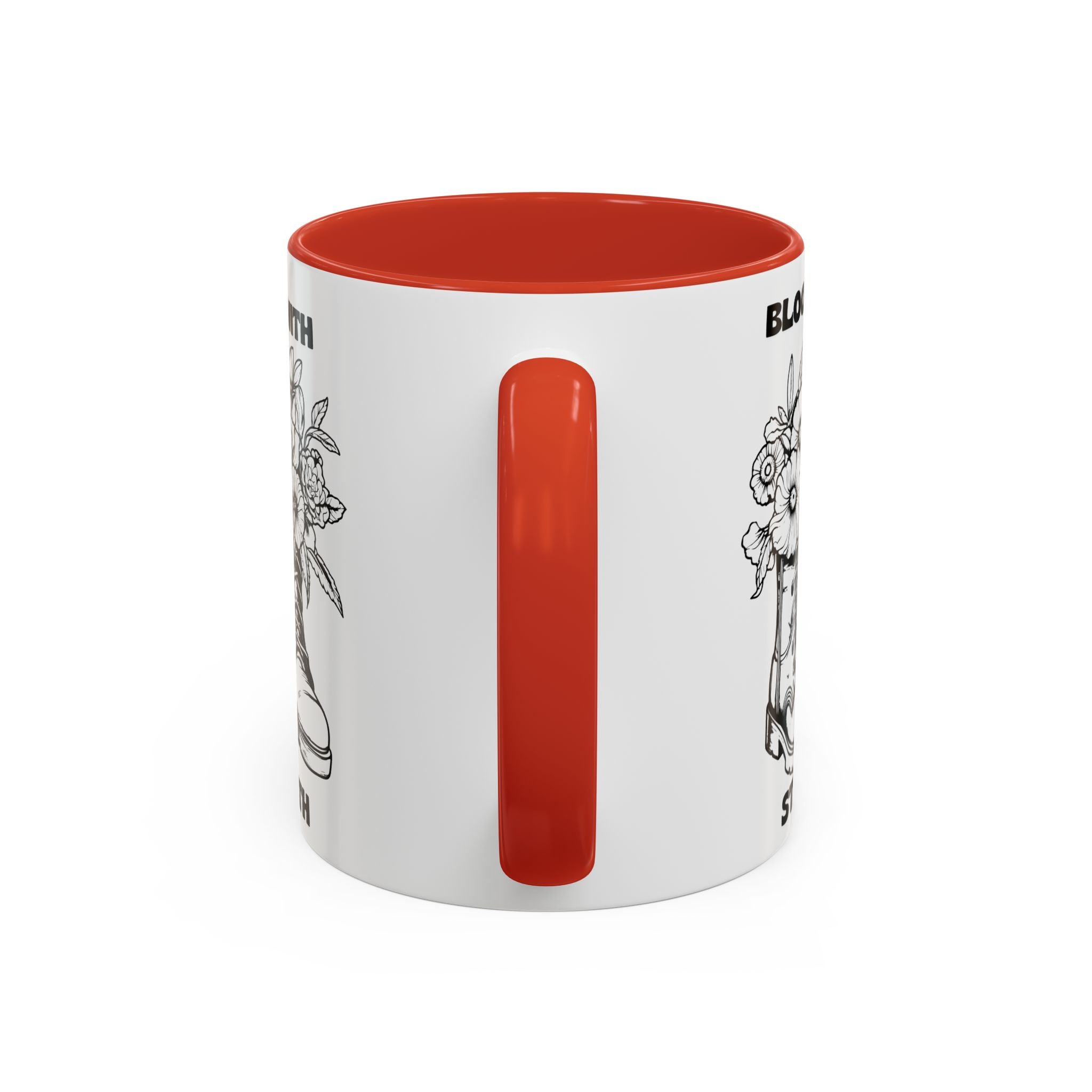 Bloom With Strength Coffee Mug — Floral Boots Inspirational Accent Mug (11/15oz)