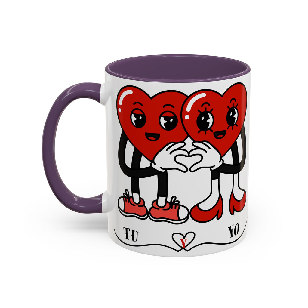 Valentine Heart Couple Coffee Mug – "Tu y Yo" Cute Romantic Accent Mug